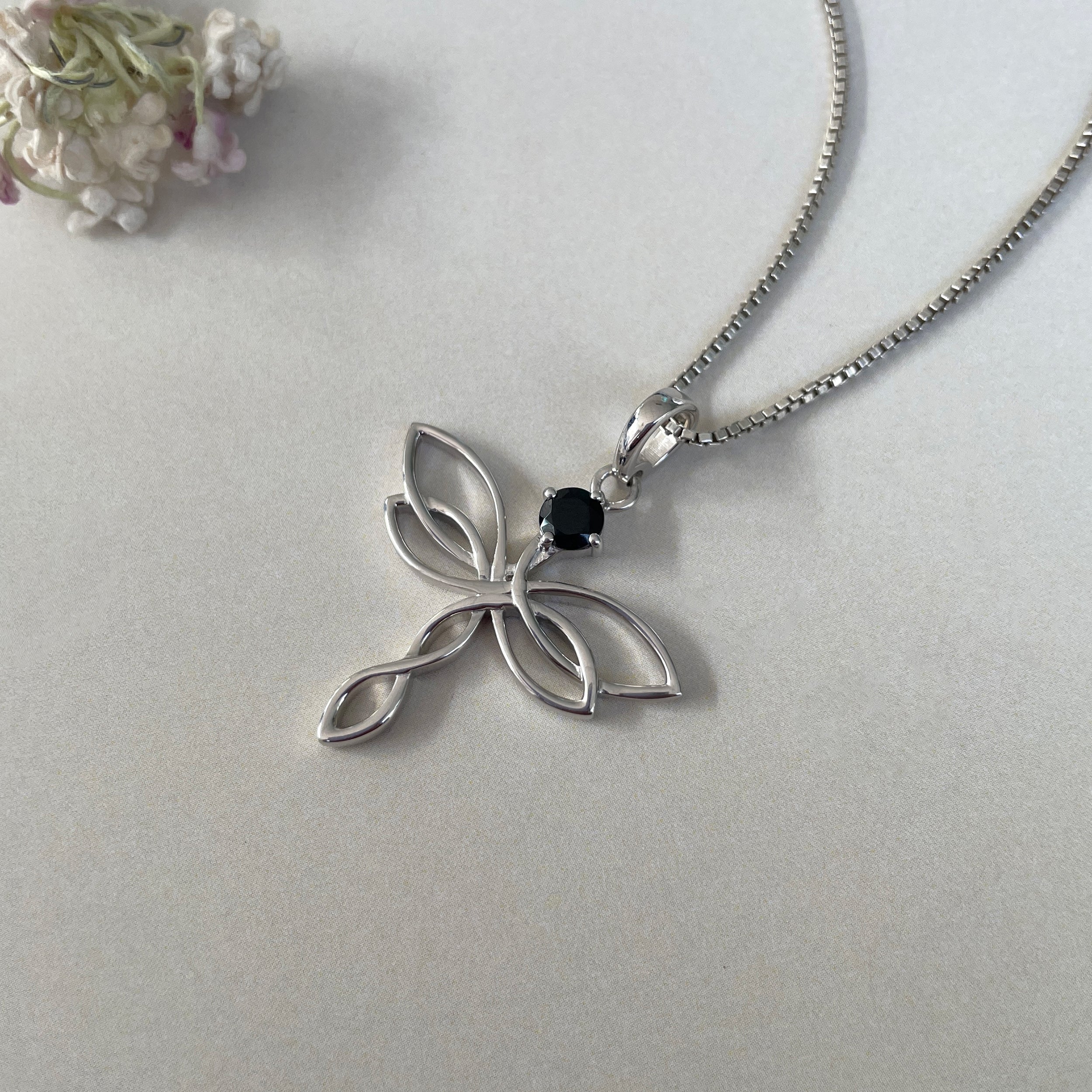 Black Tourmaline Holy Cross Pendant-(BLS-SN-160.)