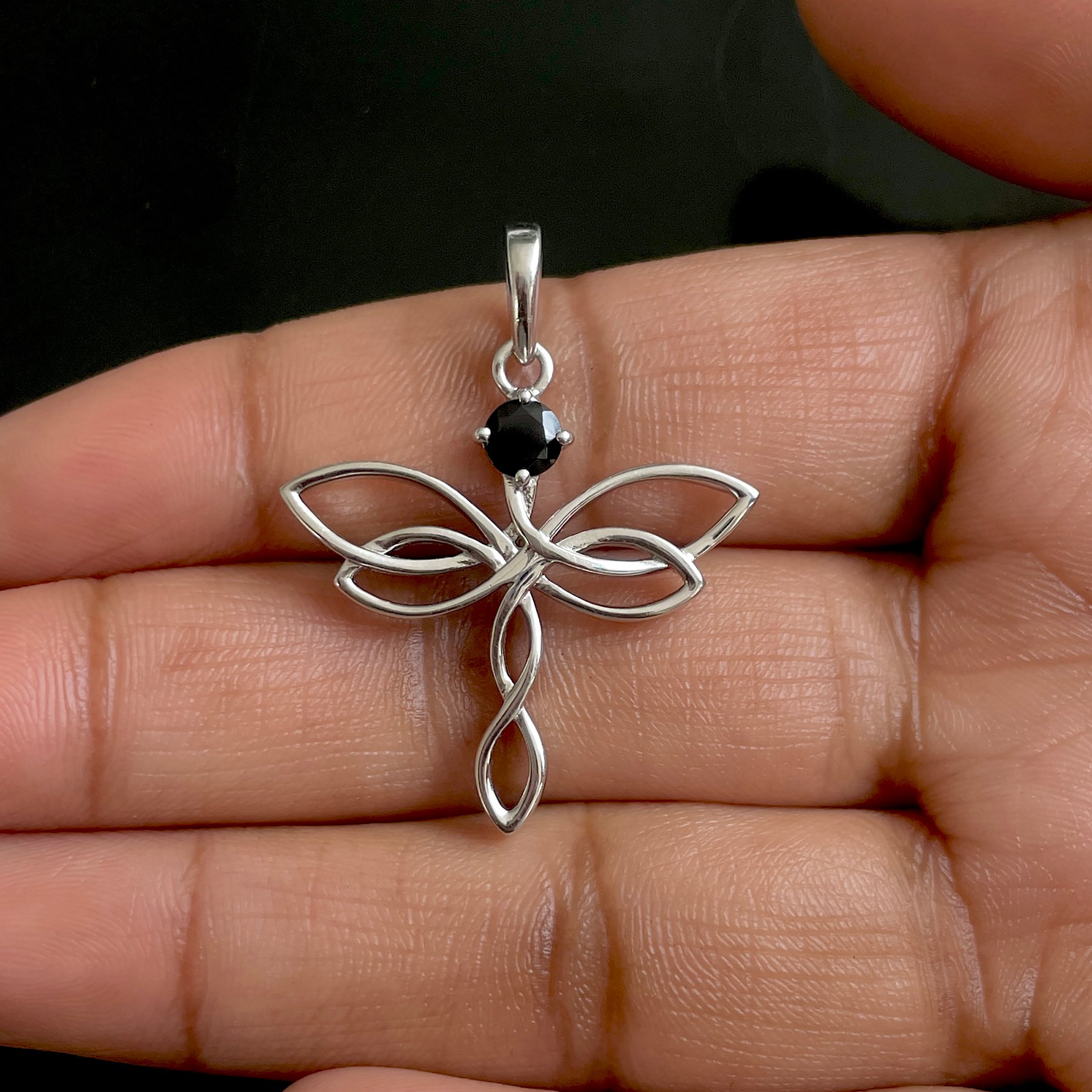 Black Tourmaline Holy Cross Pendant-(BLS-SN-160.)