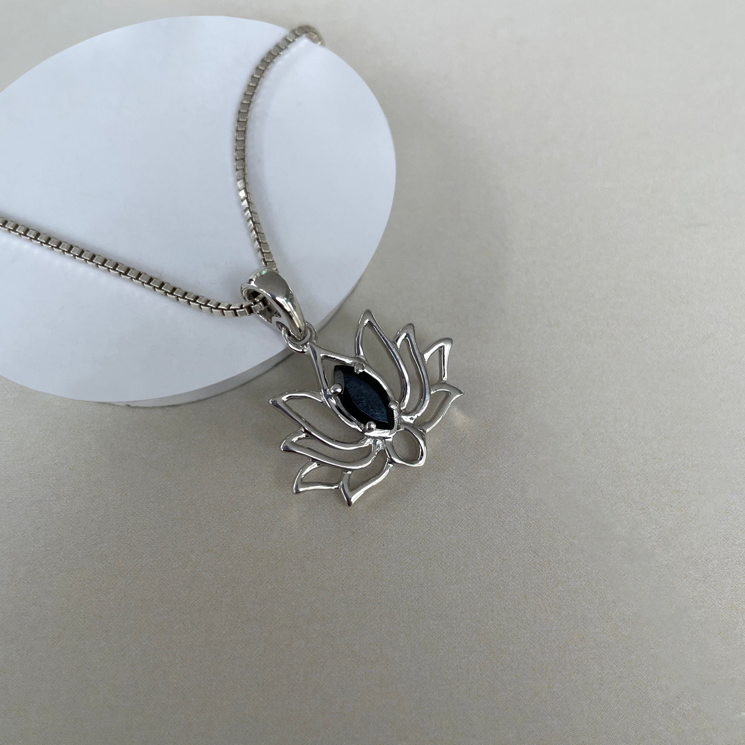 Black Tourmaline Lotus Pendant-(BLS-SN-166.)