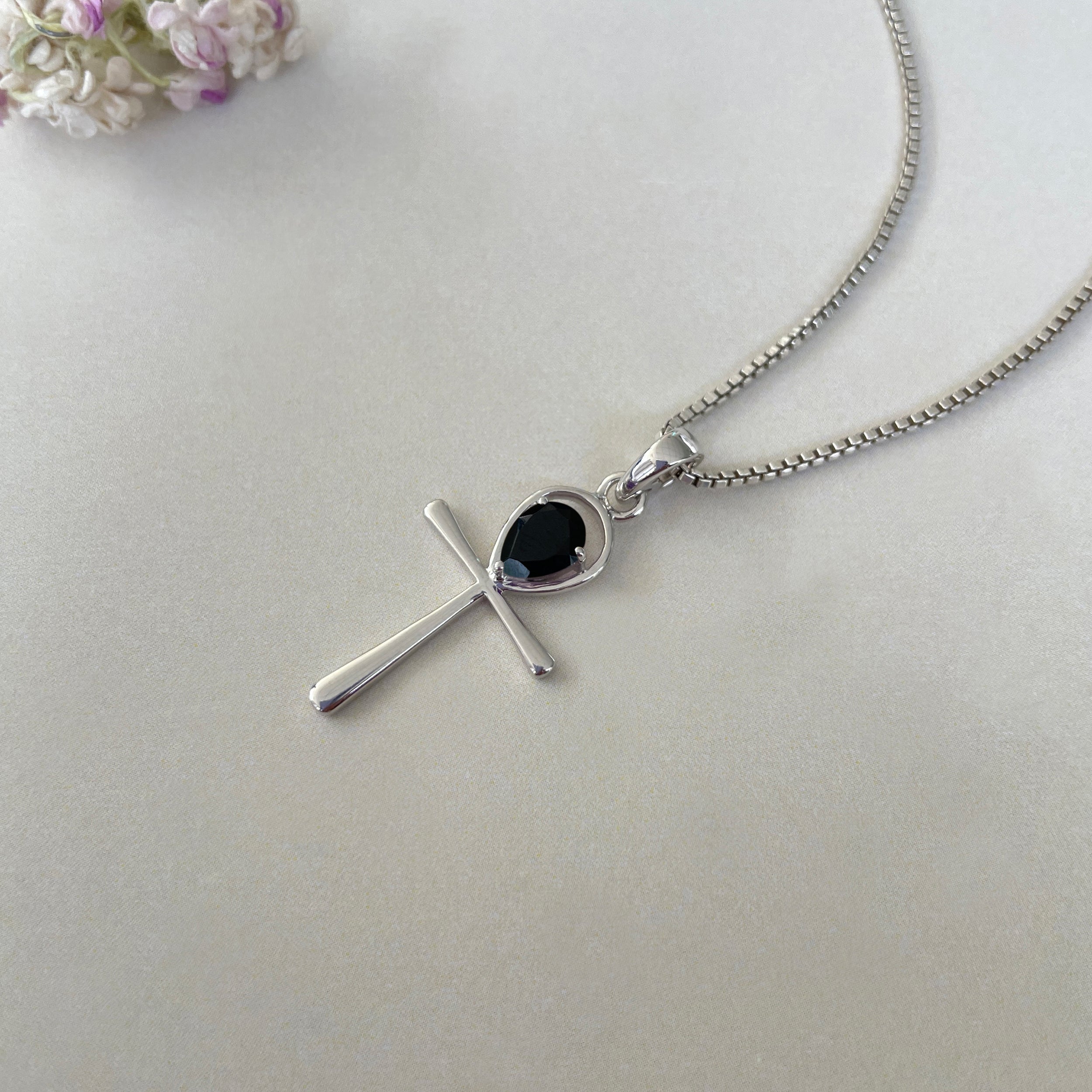 Black Tourmaline Ankh Pendant-(BLS-SN-168.)