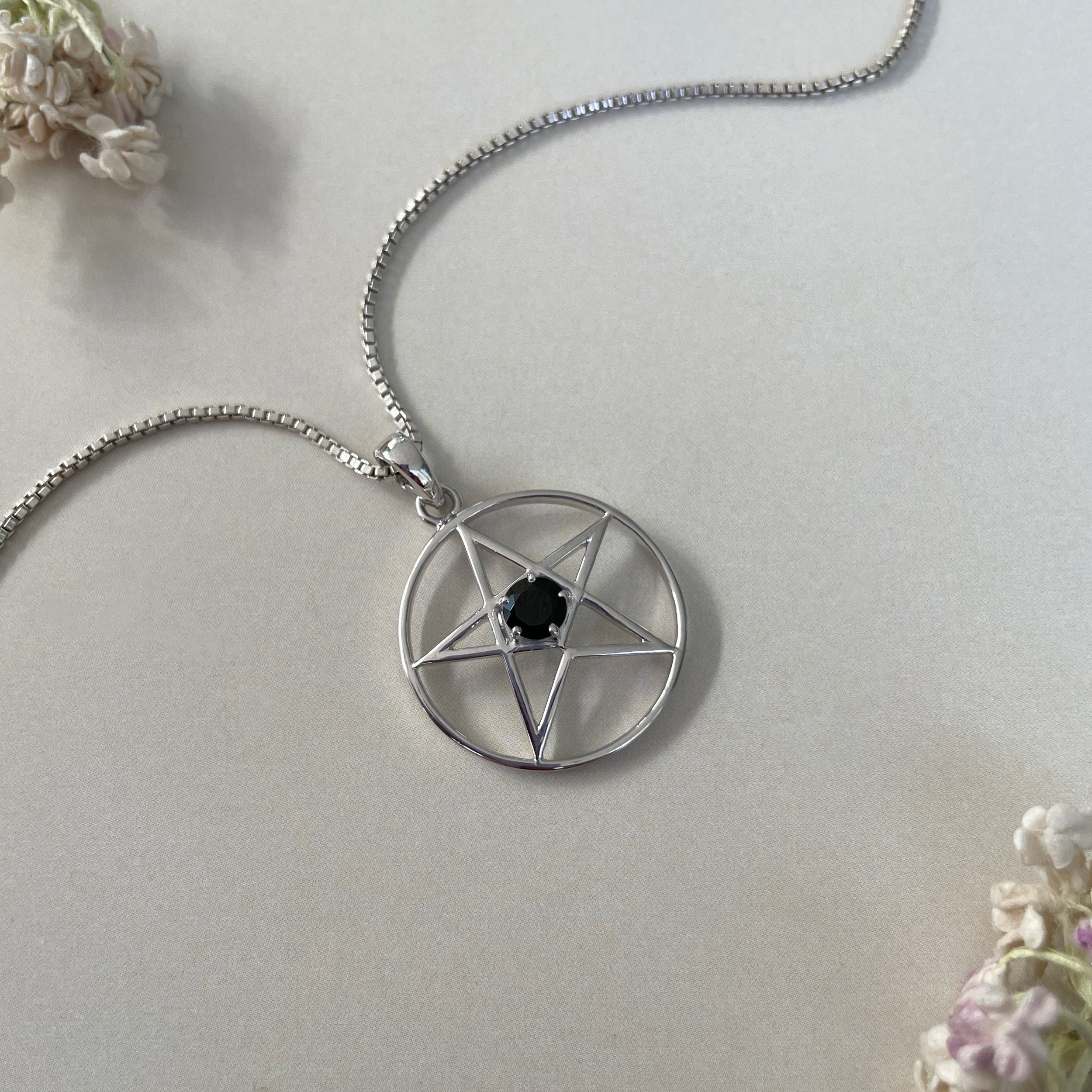 Black Tourmaline Pentacle Pendant-(BLS-SN-171P.)
