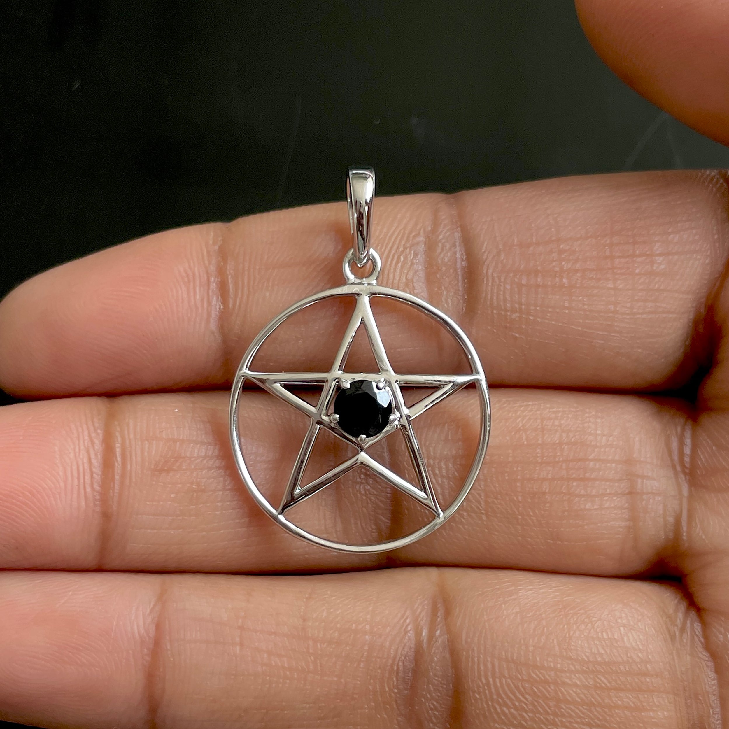 Black Tourmaline Pentacle Pendant-(BLS-SN-171P.)