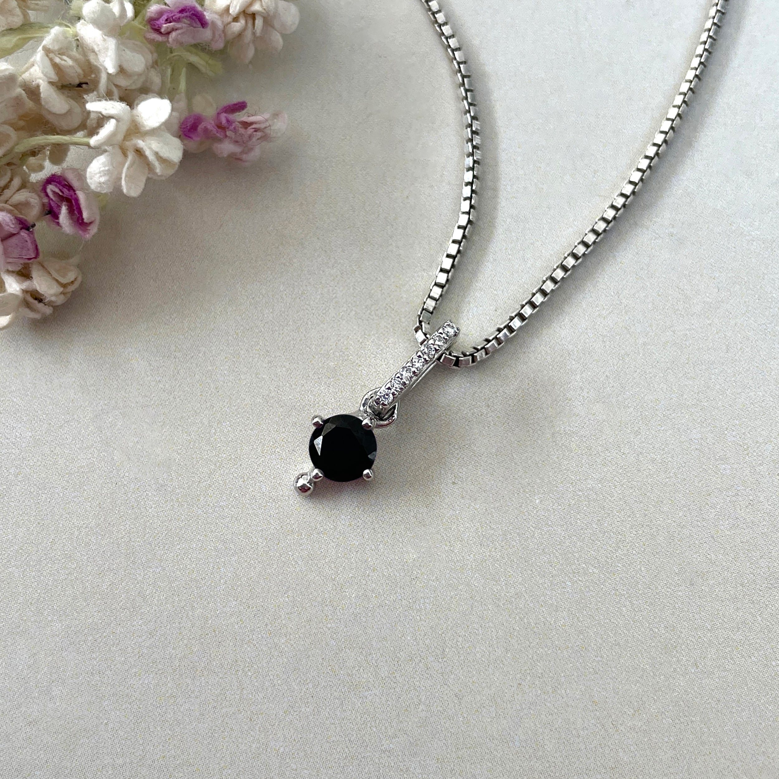 Black Tourmaline & White Topaz Pendant-(BLS-SP-399.)
