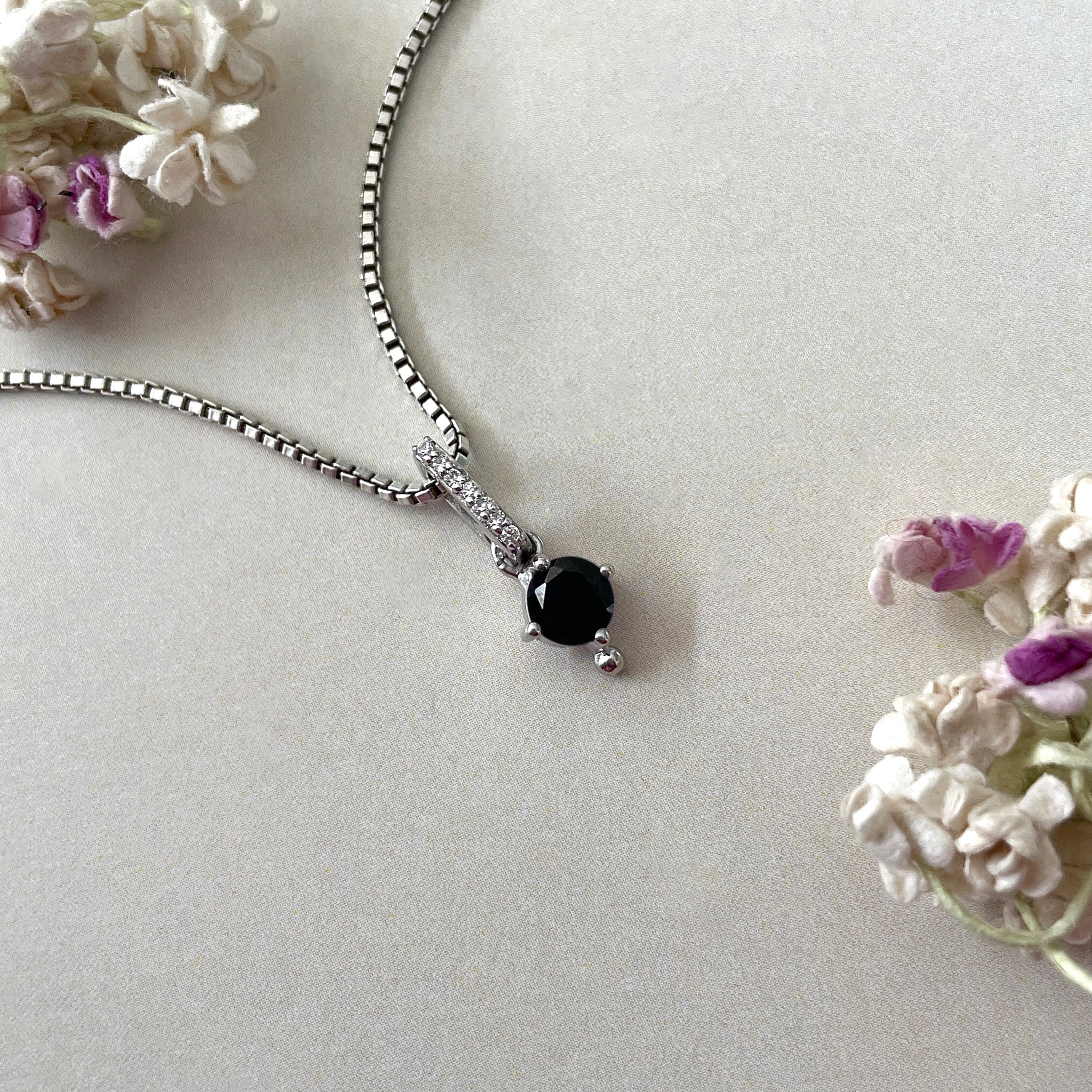 Black Tourmaline & White Topaz Pendant-(BLS-SP-399.)