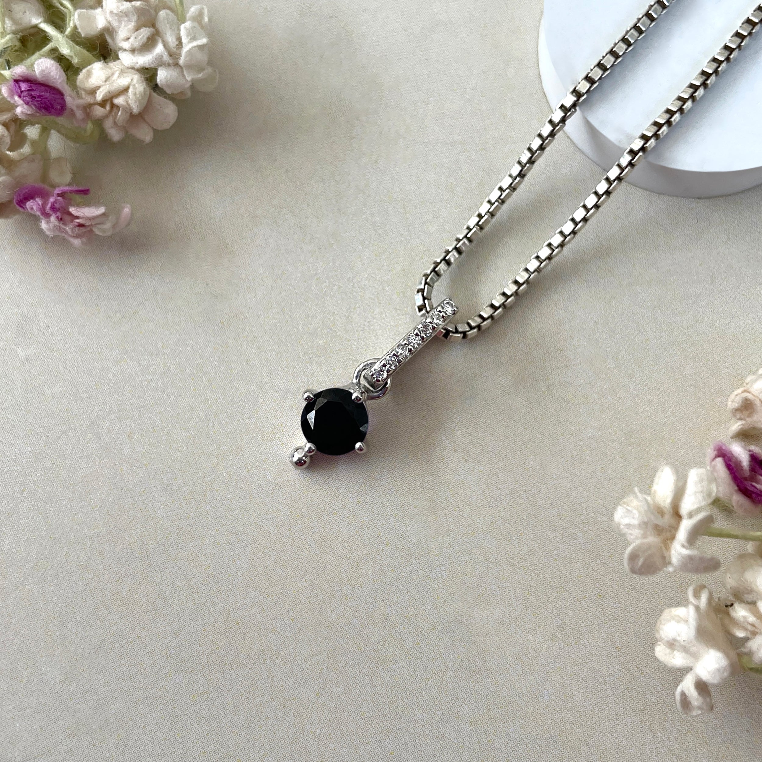 Black Tourmaline & White Topaz Pendant-(BLS-SP-399.)