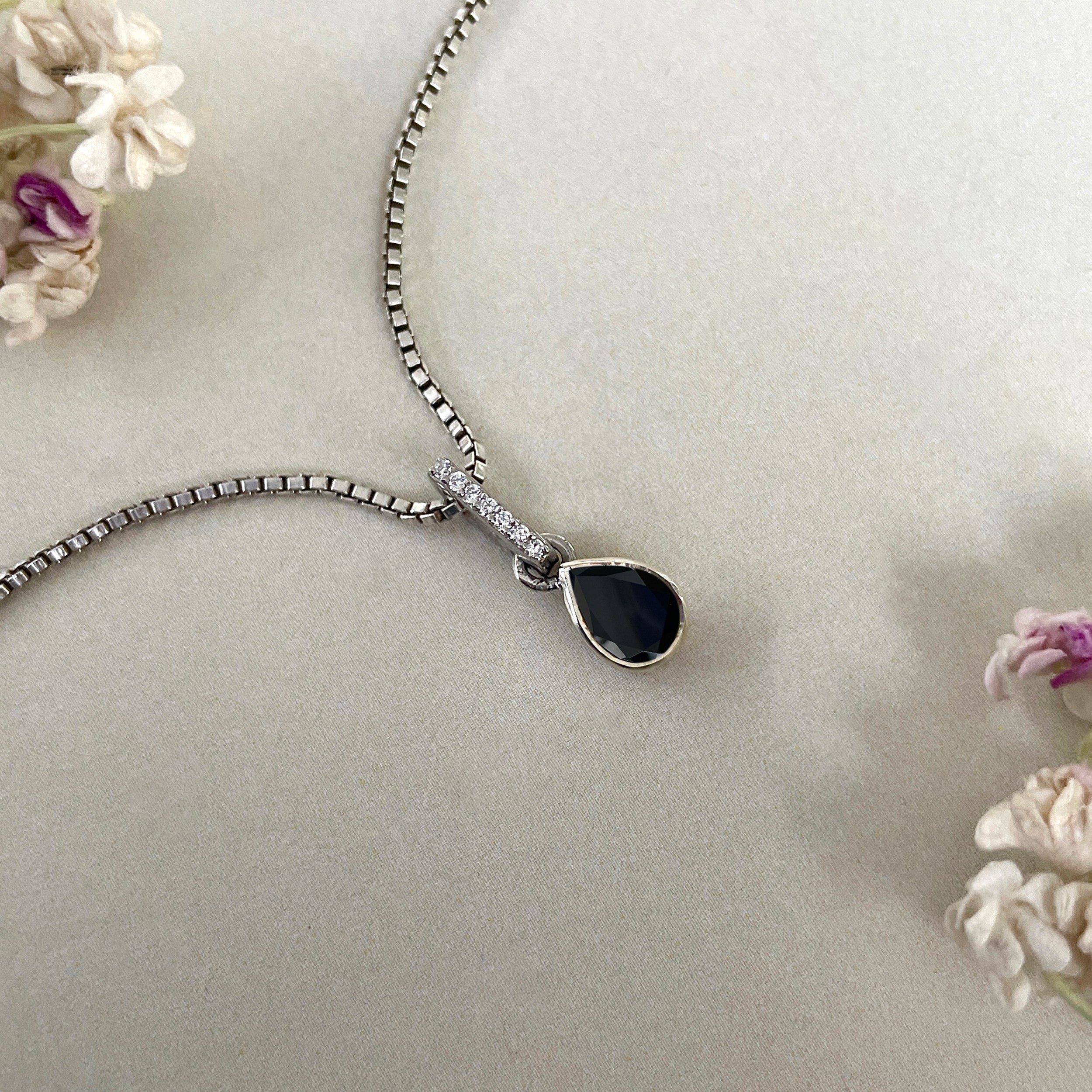 Black Tourmaline & White Topaz Pendant-(BLS-SP-779.)