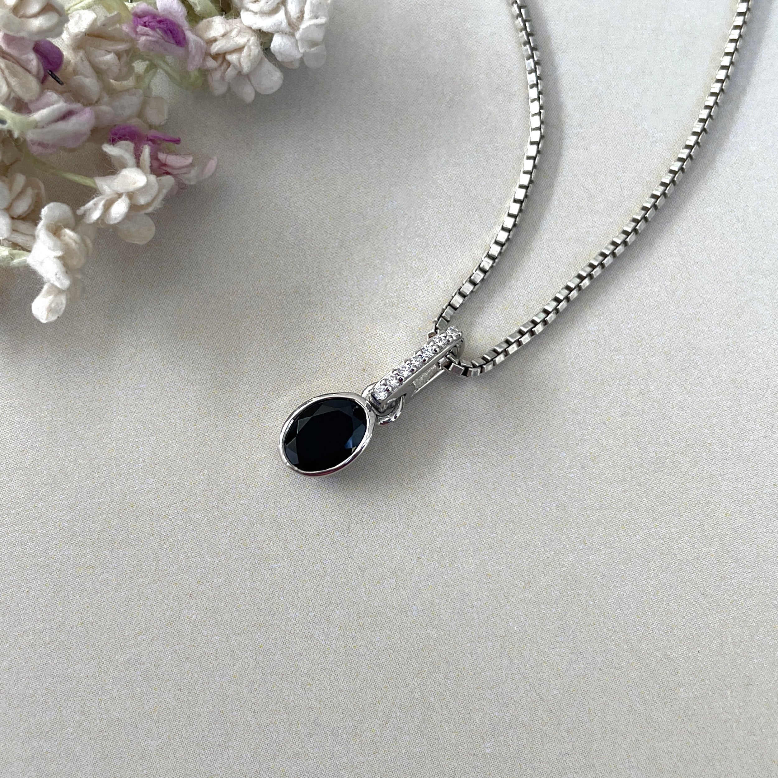 Black Tourmaline & White Topaz Pendant-(BLS-SP-780.)