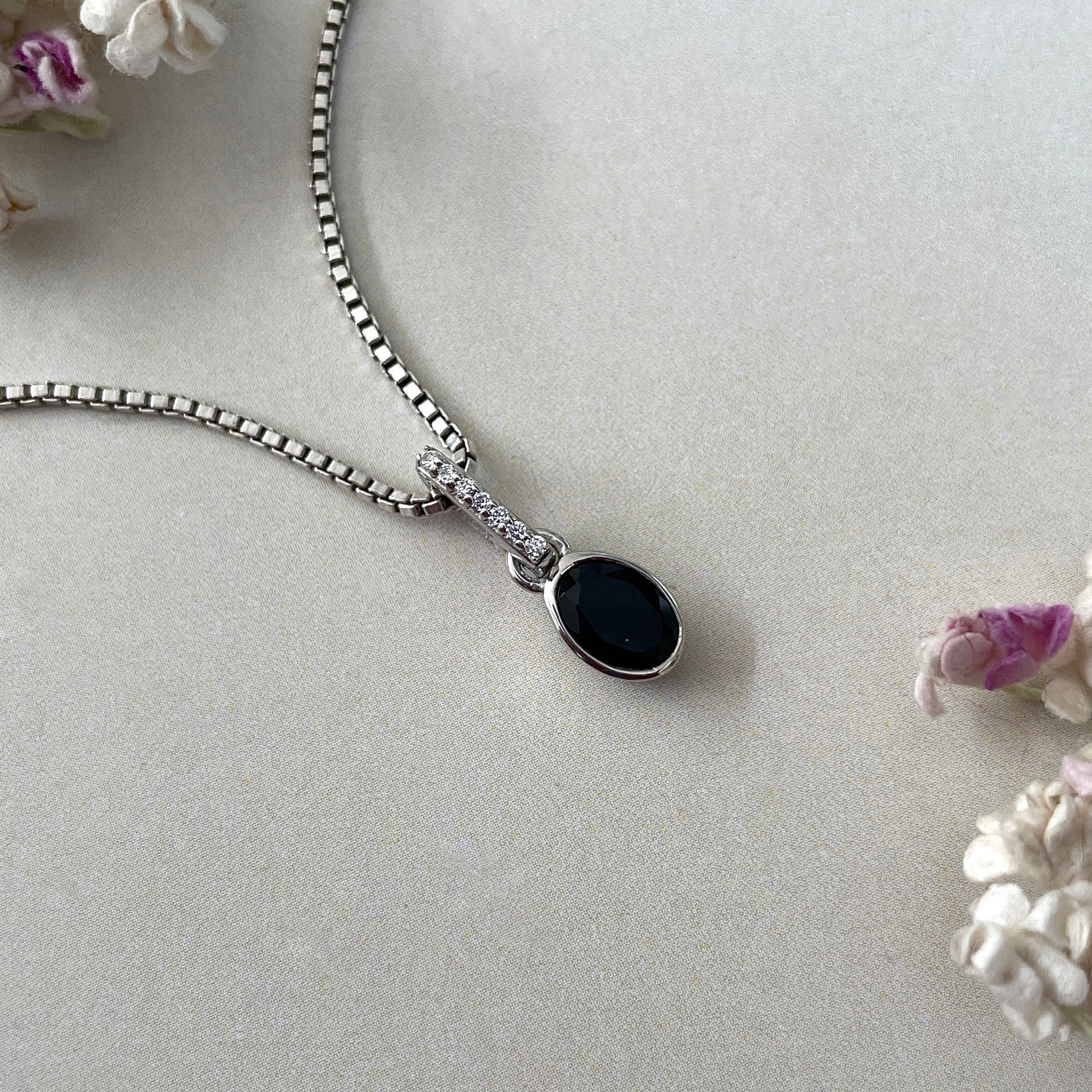 Black Tourmaline & White Topaz Pendant-(BLS-SP-780.)