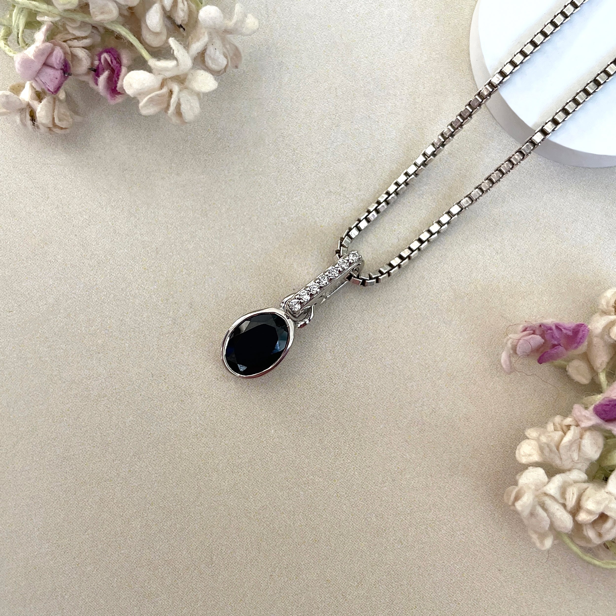 Black Tourmaline & White Topaz Pendant-(BLS-SP-780.)