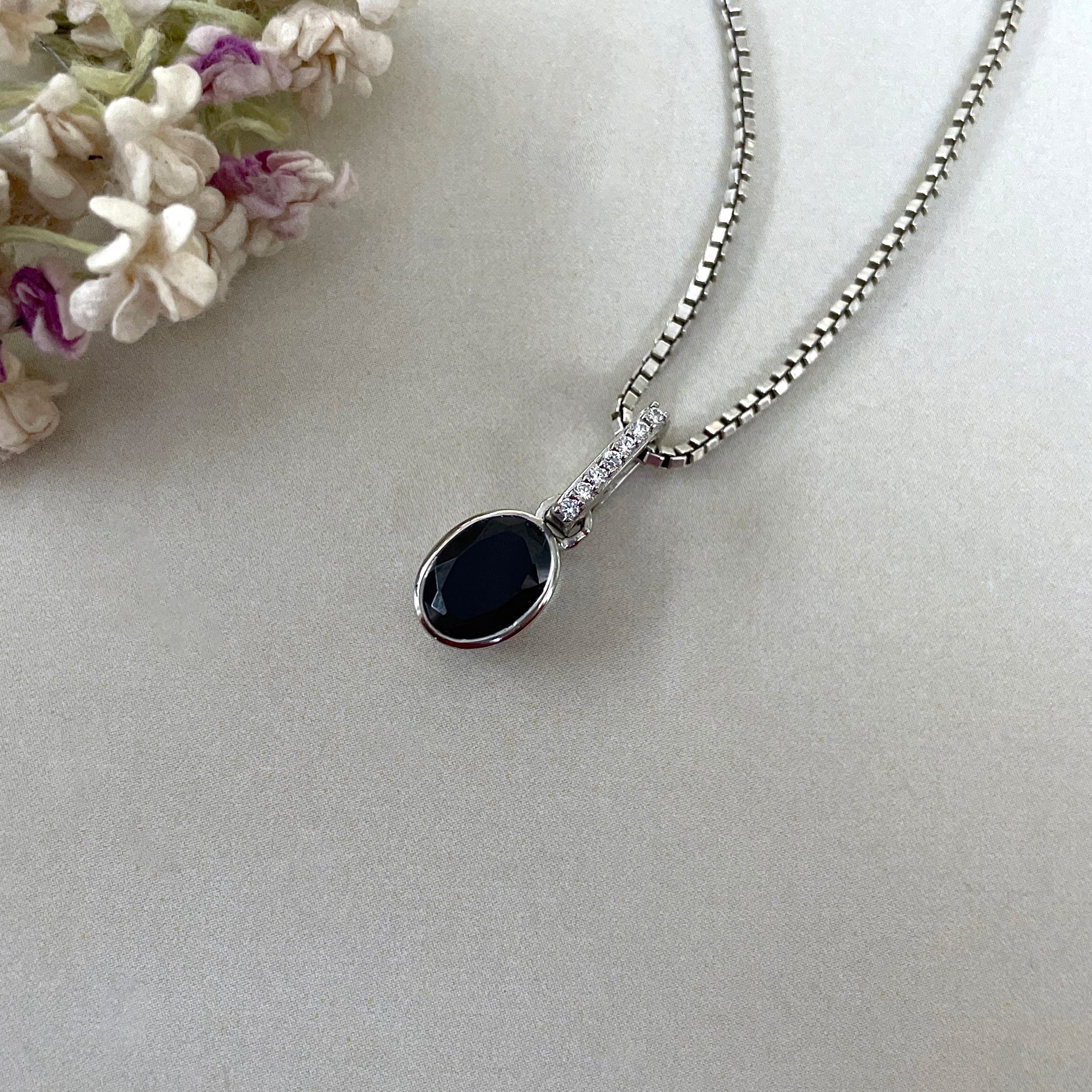 Black Tourmaline & White Topaz Pendant-(BLS-SP-792.)