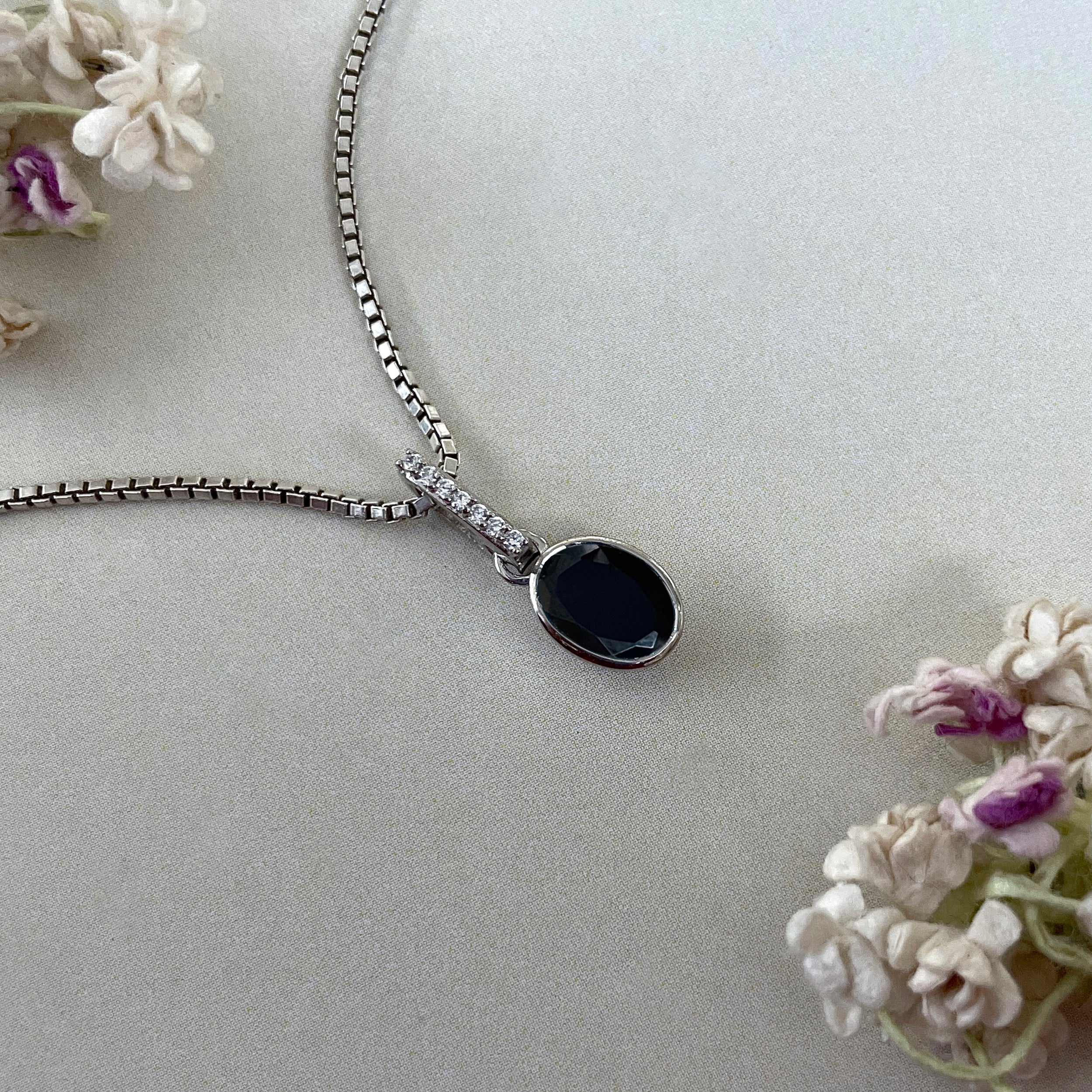 Black Tourmaline & White Topaz Pendant-(BLS-SP-792.)
