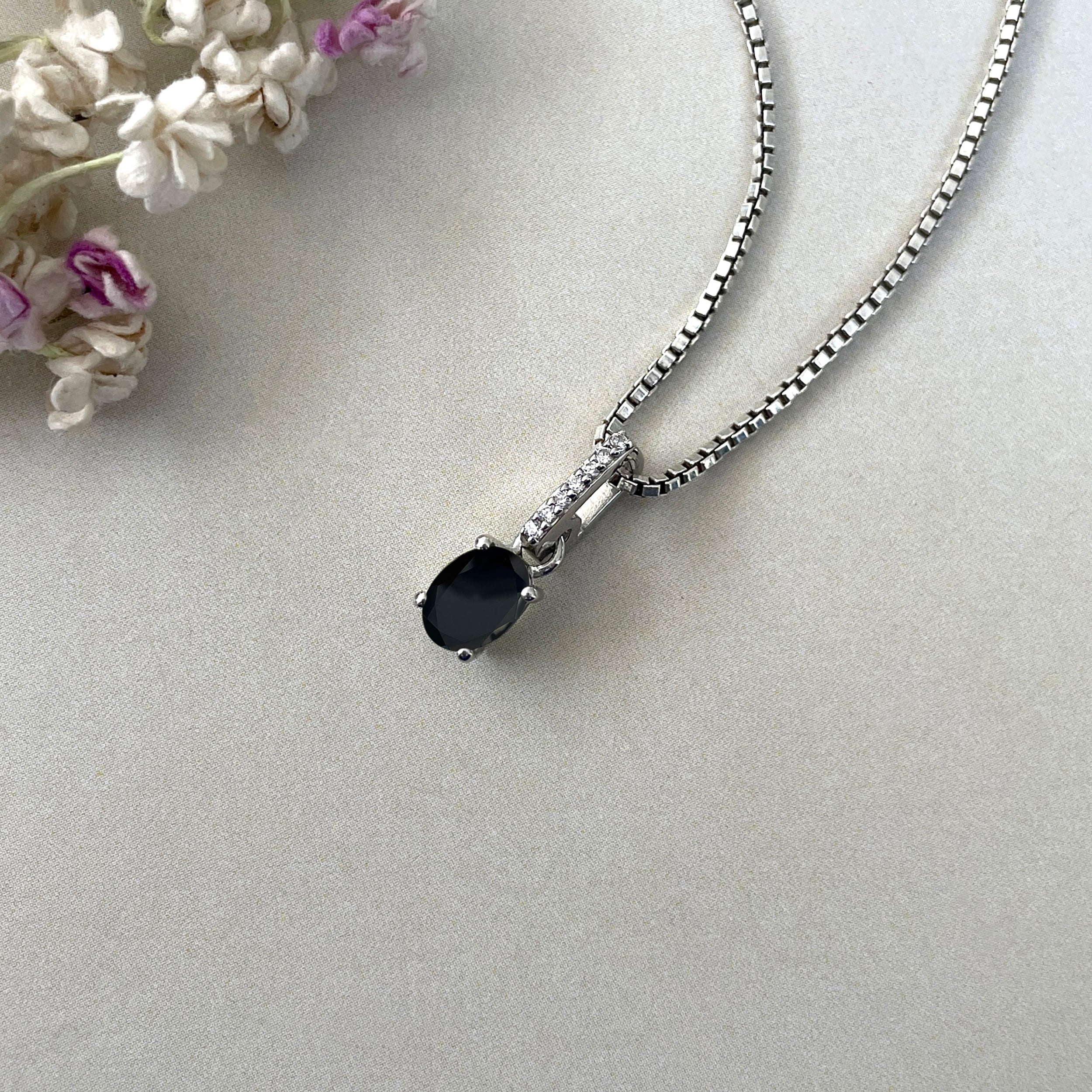 Black Tourmaline & White Topaz Pendant-(BLS-SP-915.)