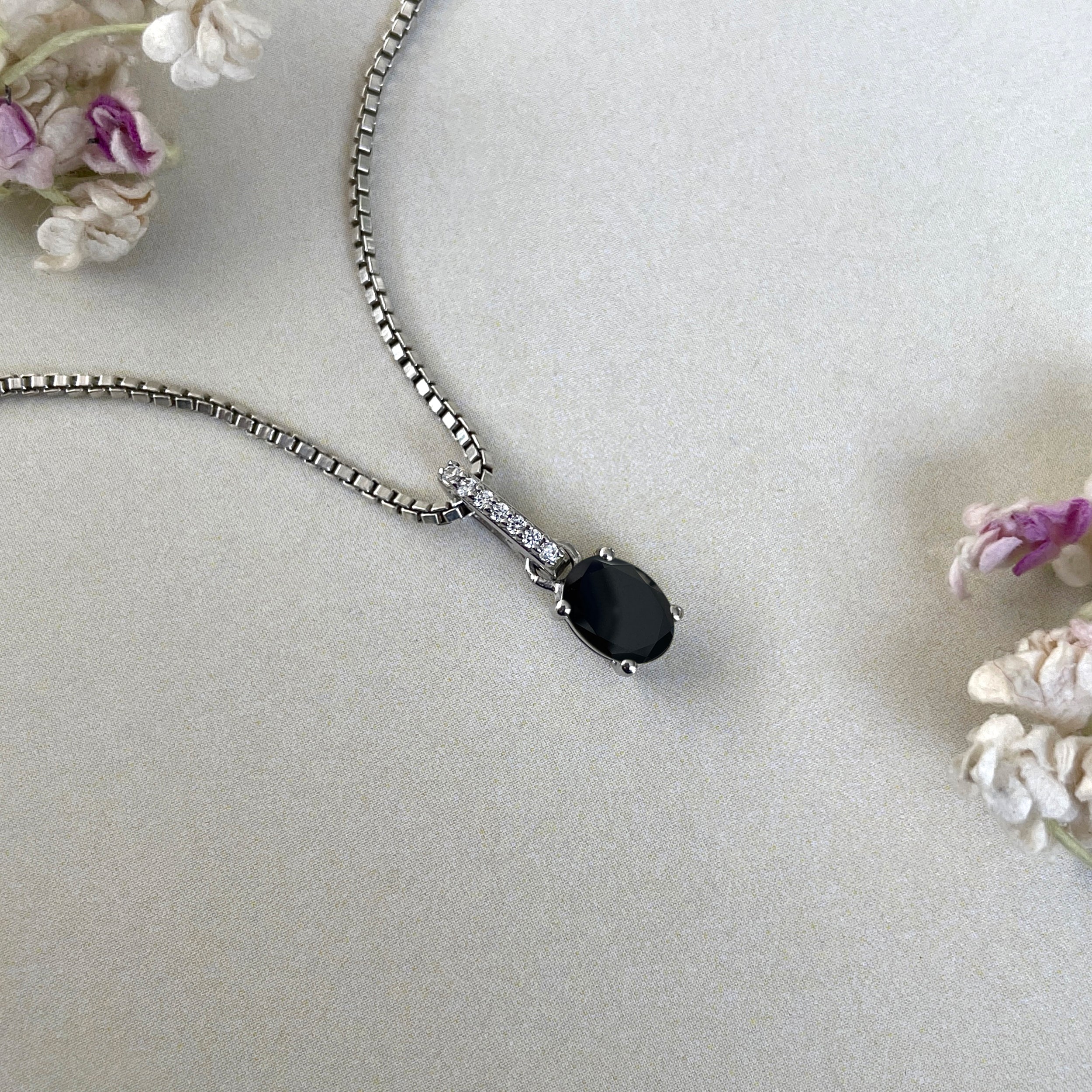 Black Tourmaline & White Topaz Pendant-(BLS-SP-915.)