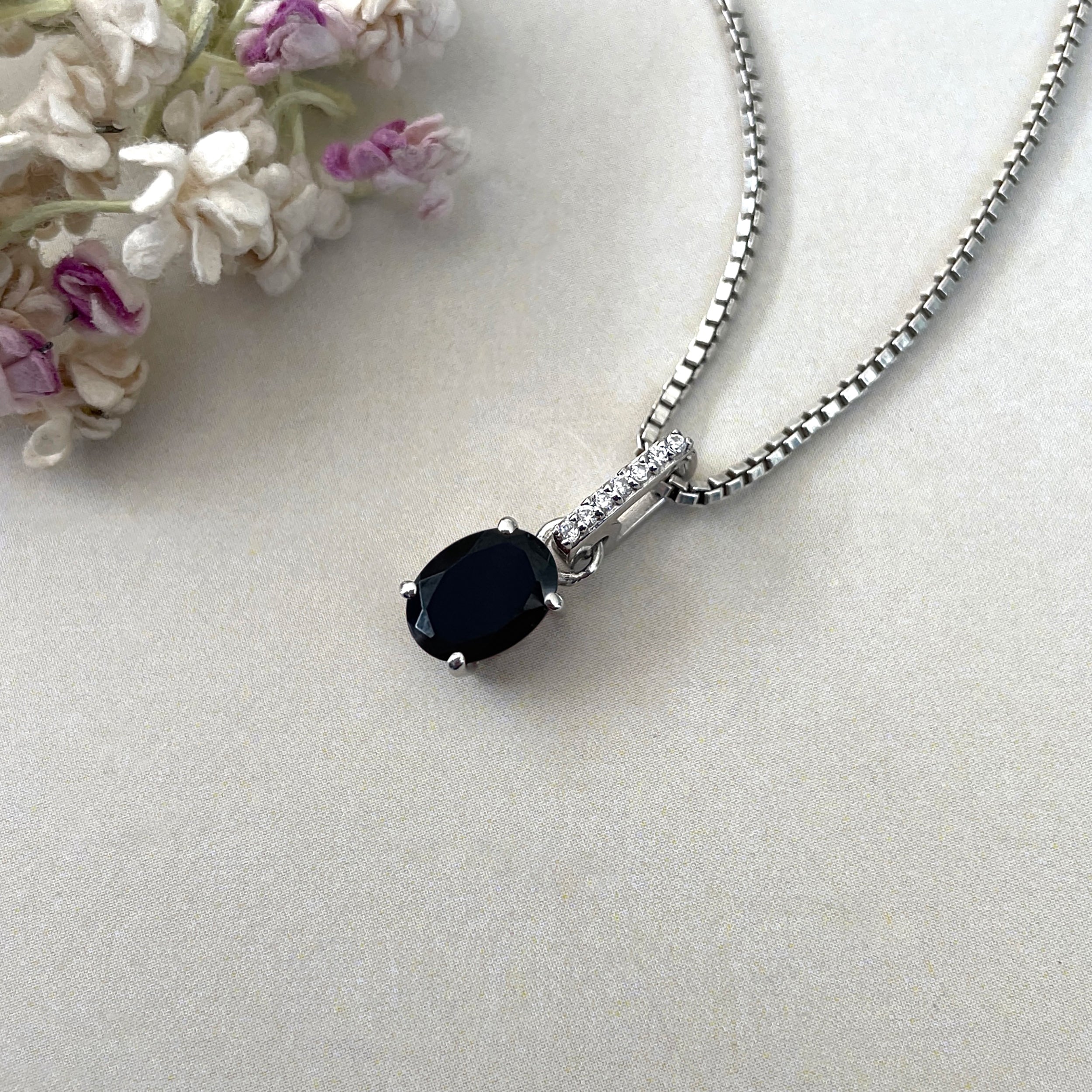 Black Tourmaline & White Topaz Pendant-(BLS-SP-920.)