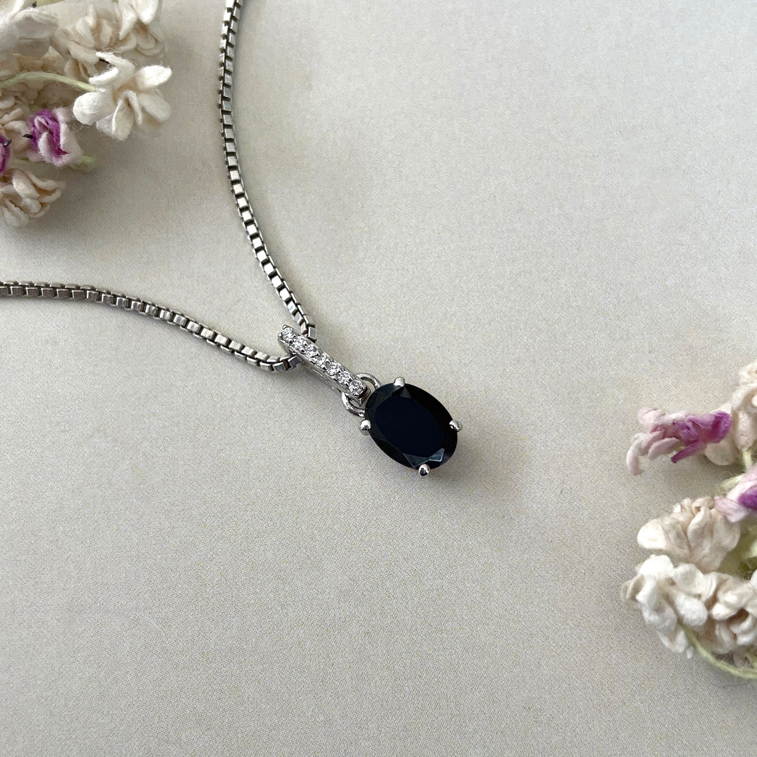Black Tourmaline & White Topaz Pendant-(BLS-SP-920.)
