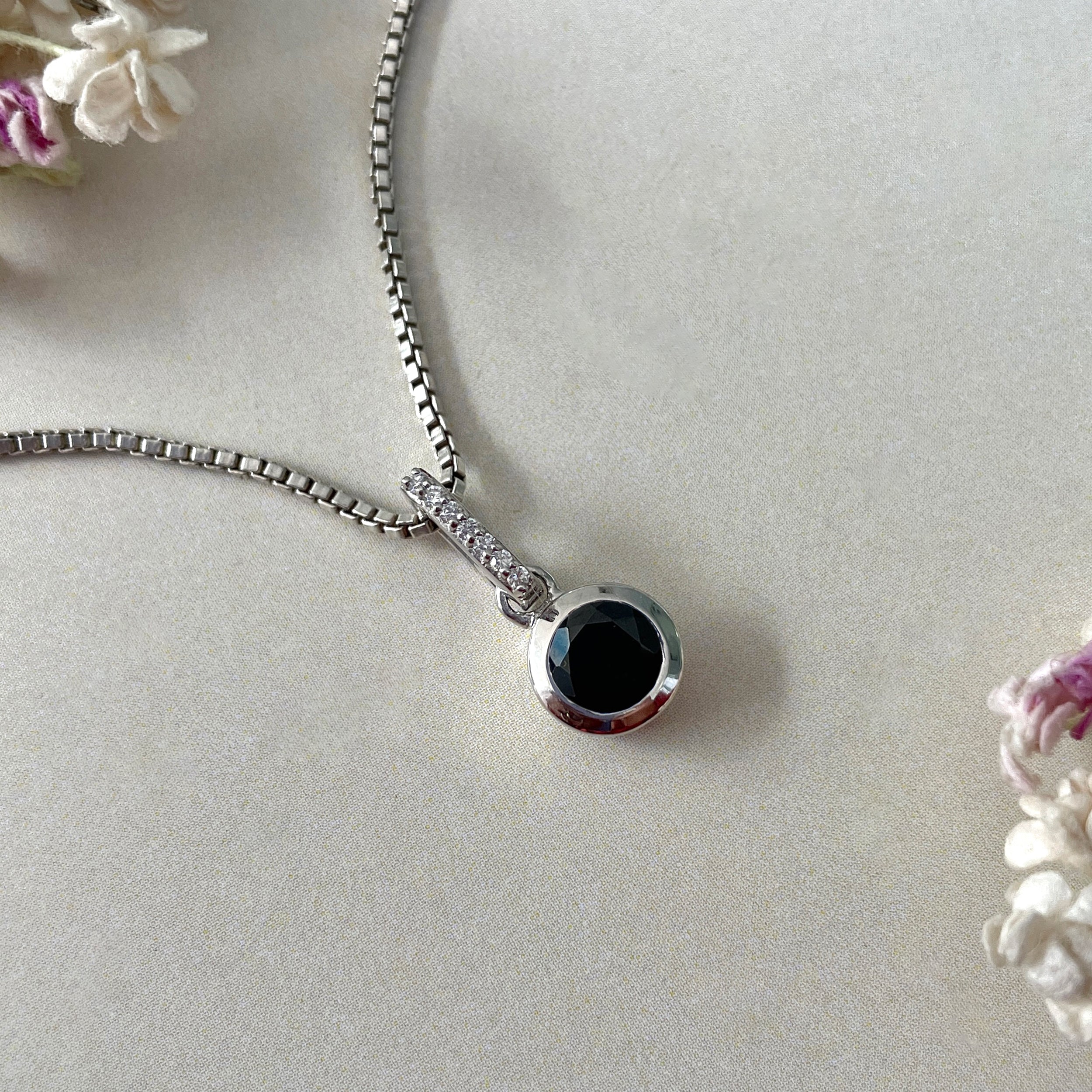 Black Tourmaline & White Topaz Pendant-(BLS-SP-958.)