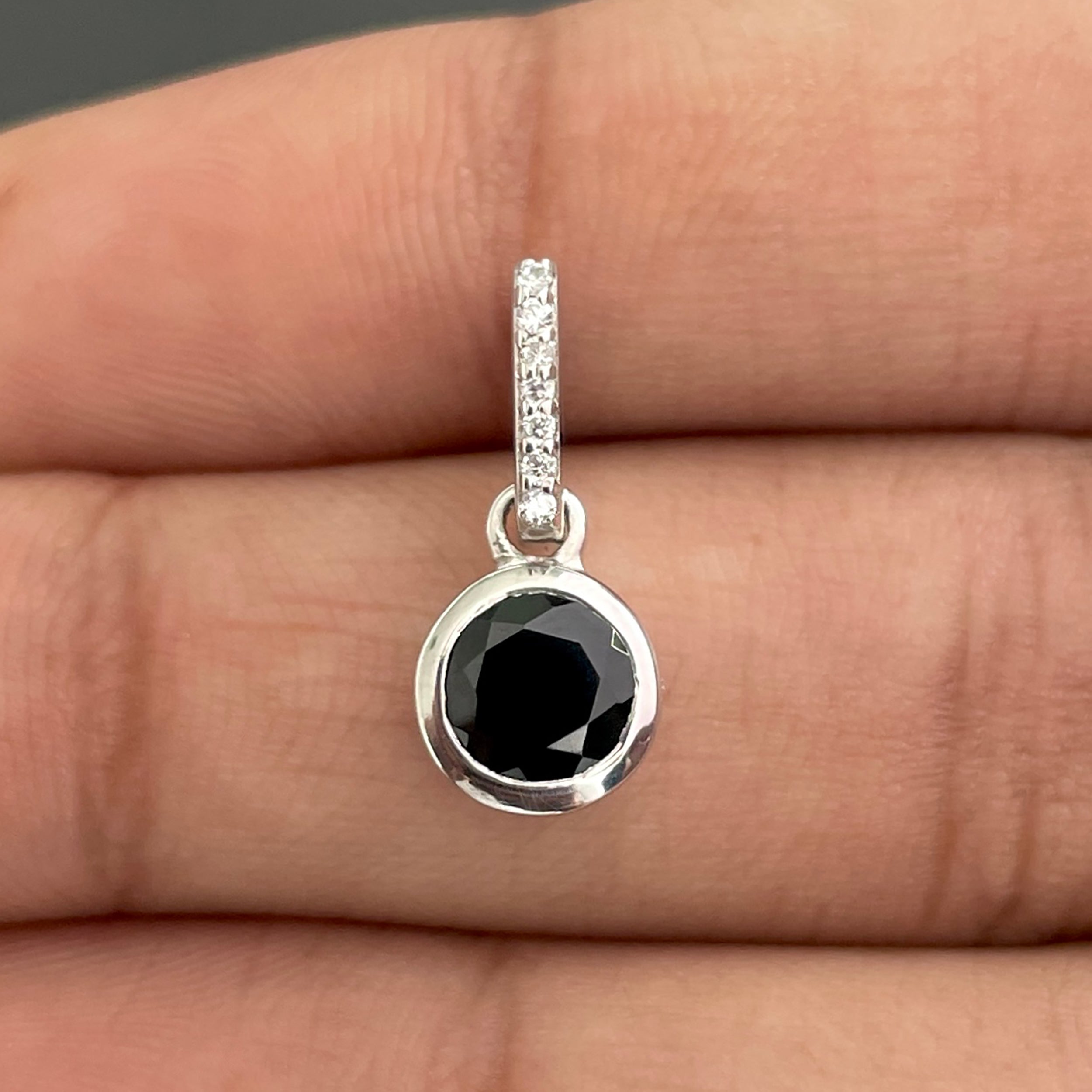 Black Tourmaline & White Topaz Pendant-(BLS-SP-958.)