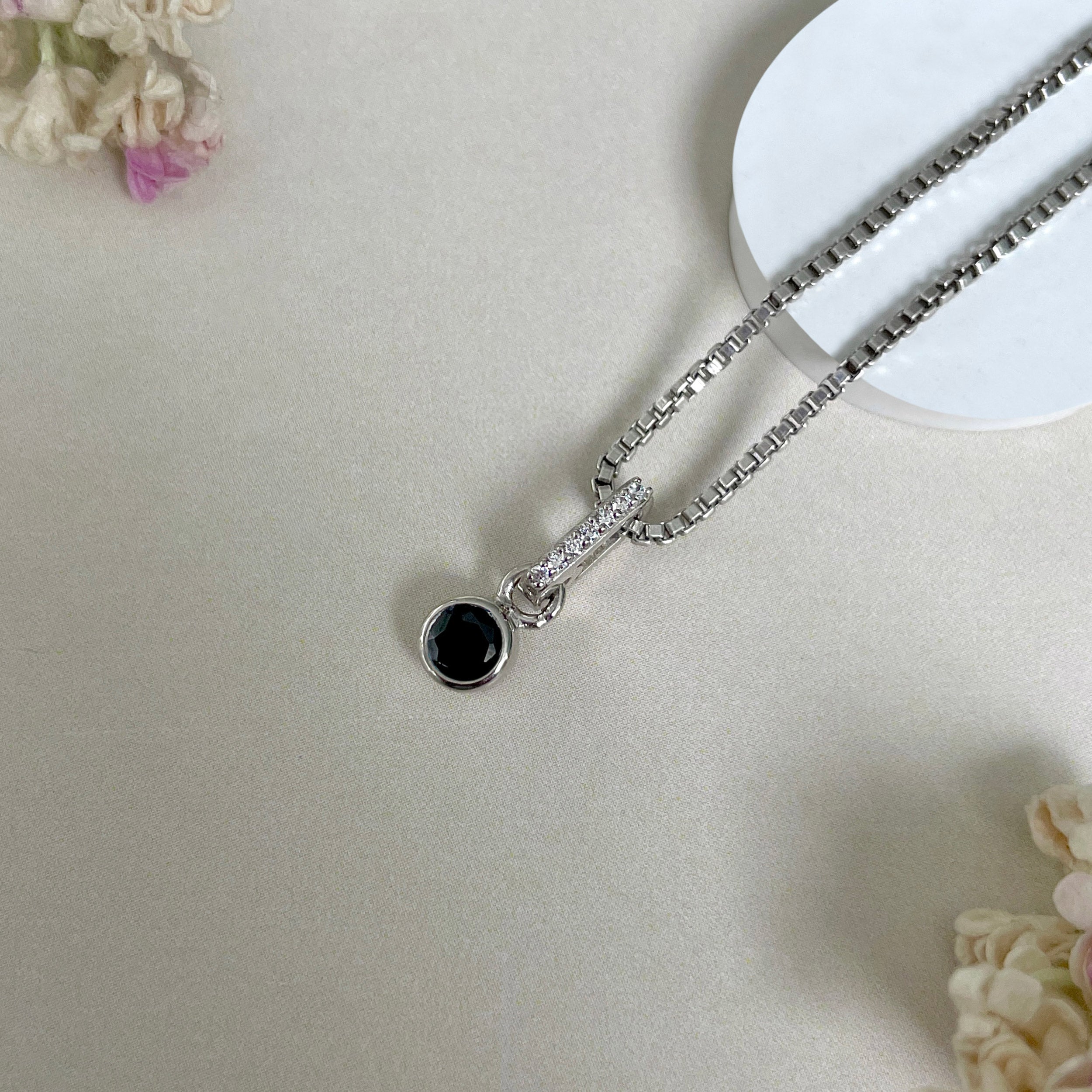 Black Tourmaline & White Topaz Pendant-( BLS-SP-999B.)