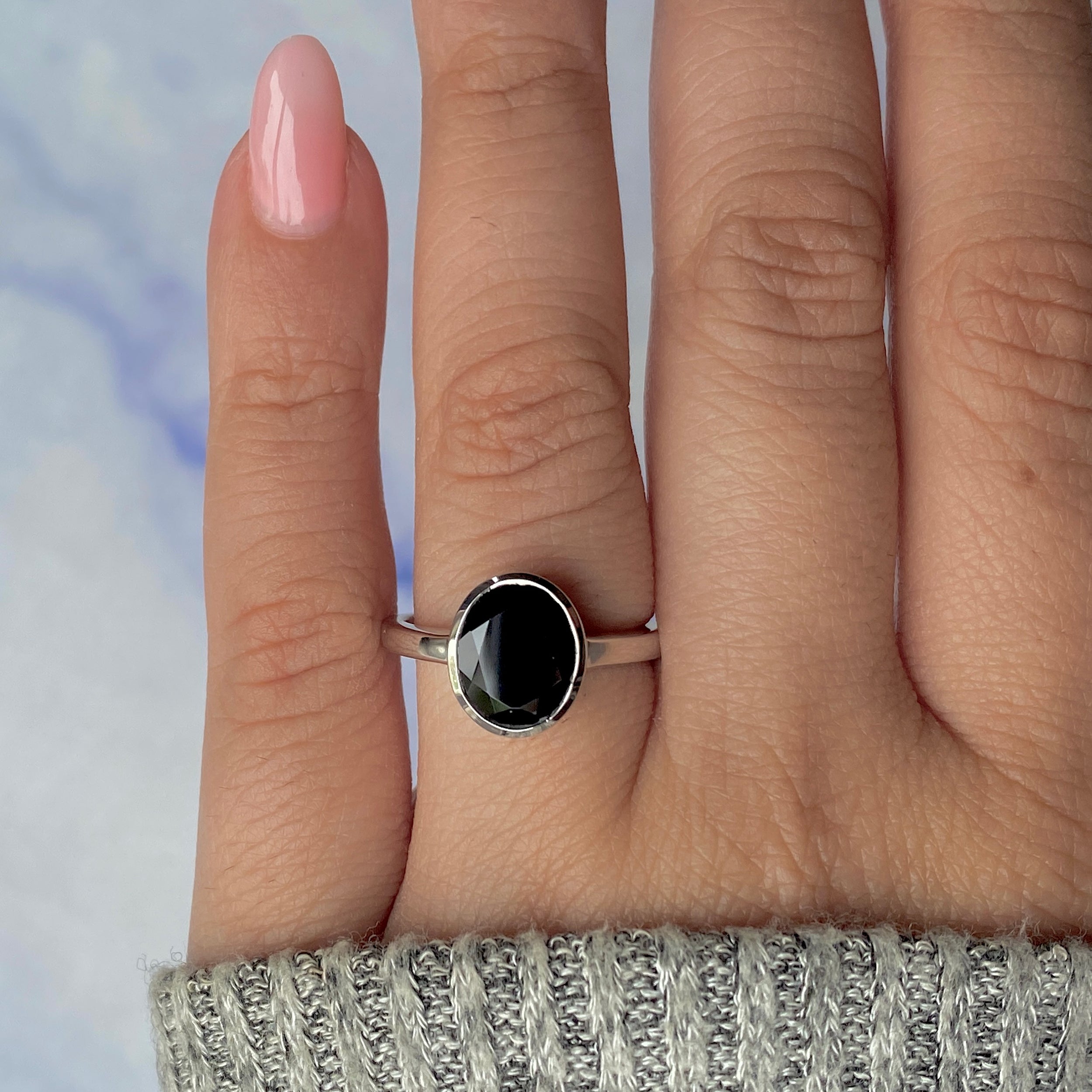 Black Tourmaline Ring-(BLS-SR-1623.)