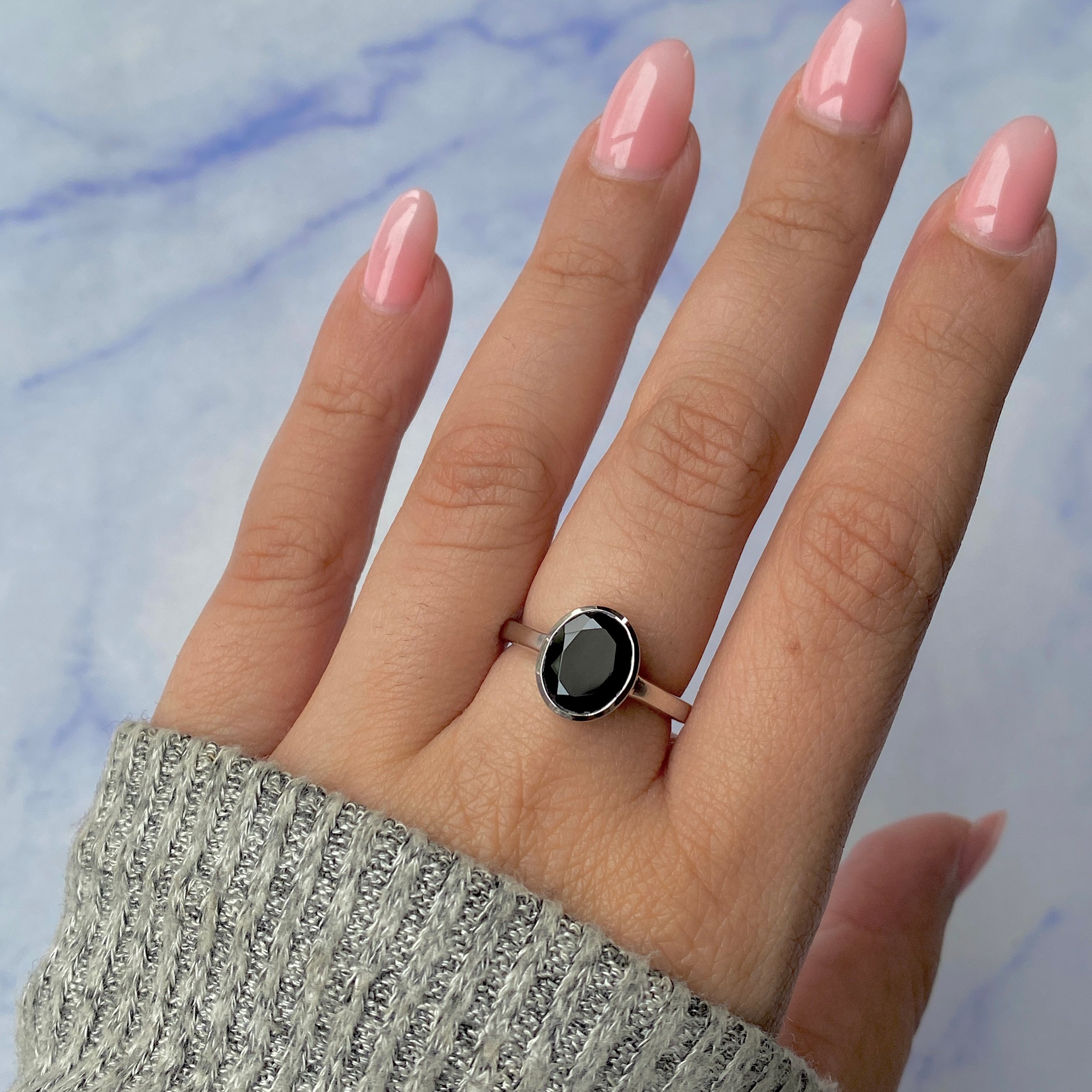 Black Tourmaline Ring-(BLS-SR-1623.)