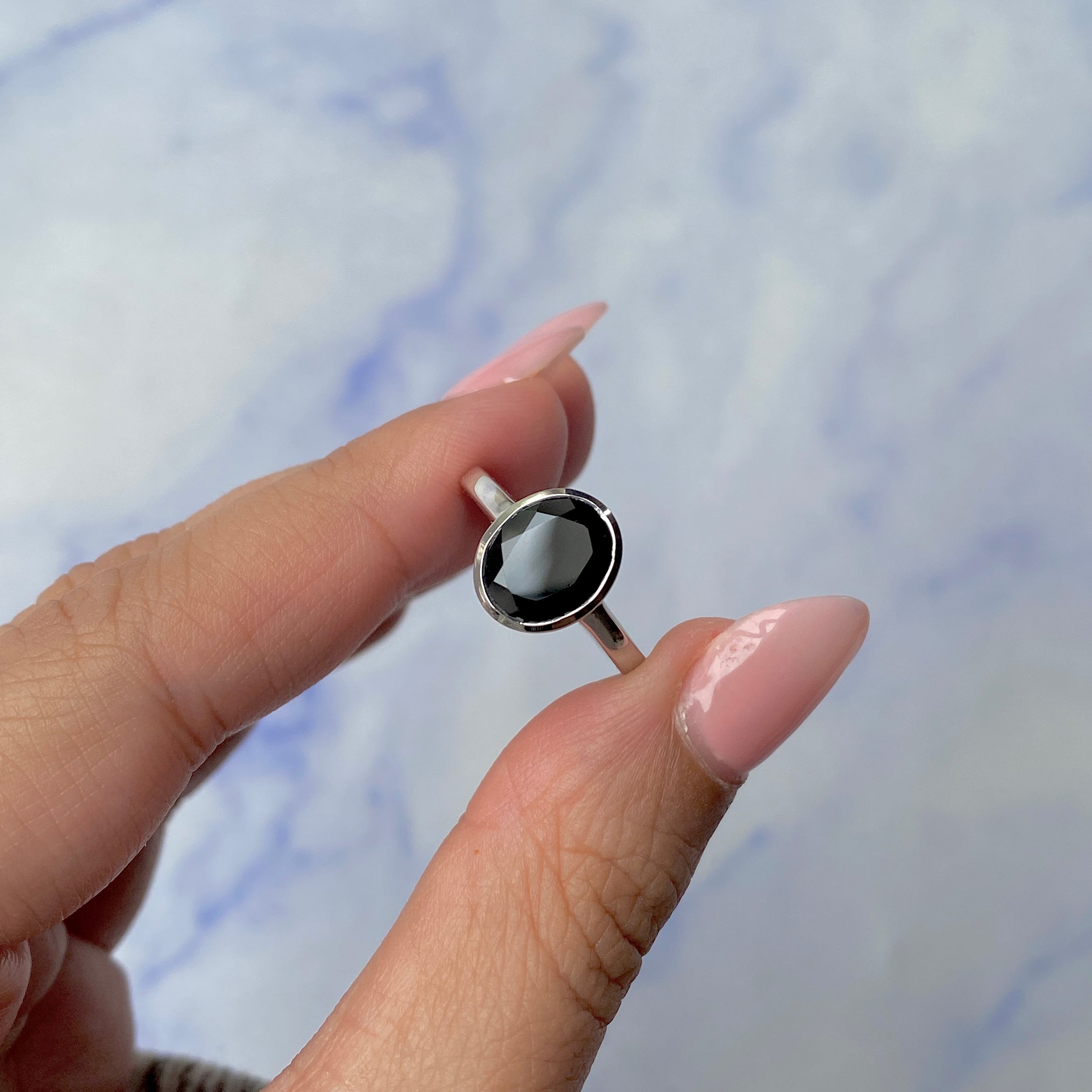 Black Tourmaline Ring-(BLS-SR-1623.)