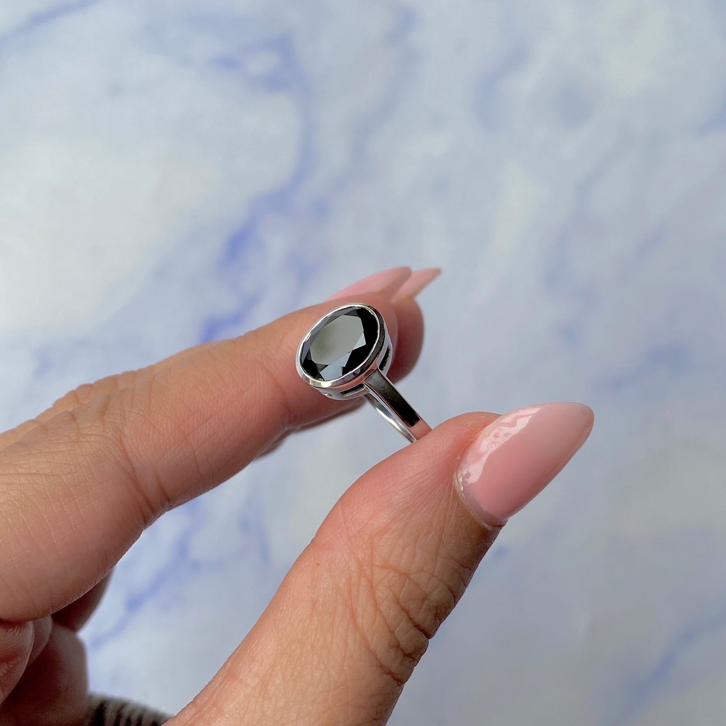 Black Tourmaline Ring-(BLS-SR-1623.)