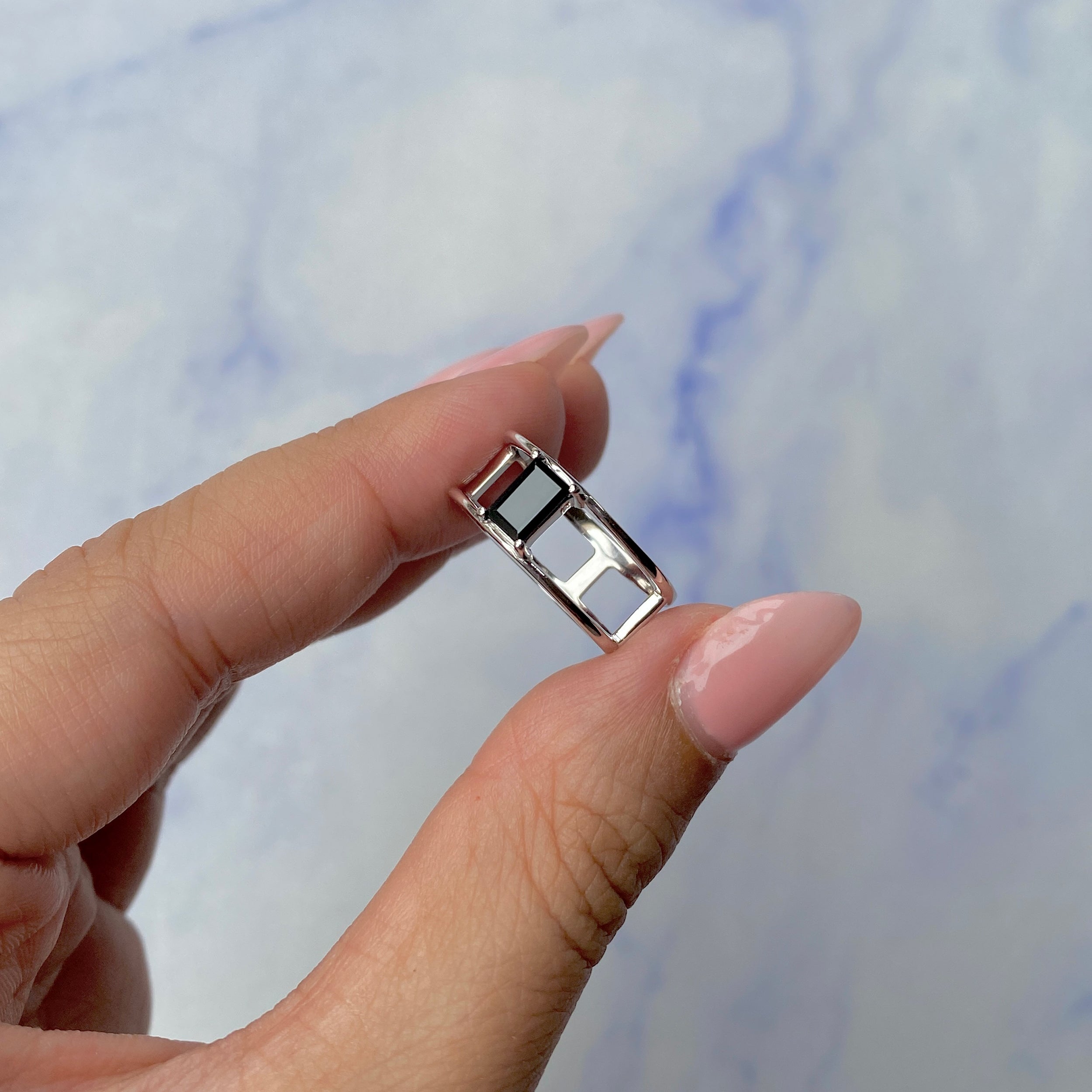 Black Tourmaline Ring-(BLS-SR-1690.)