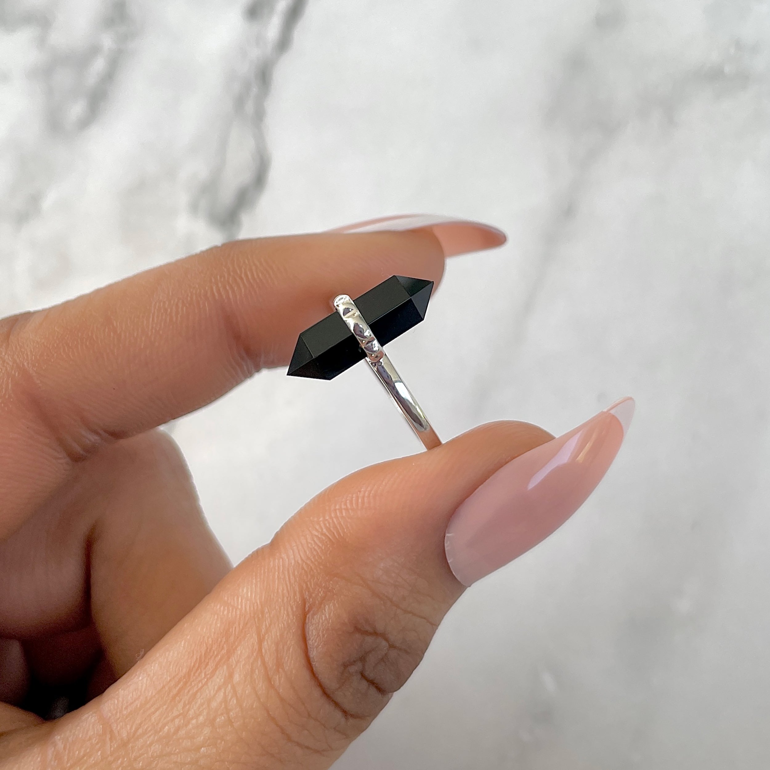 Black Tourmaline Ring-(BLS-SR-1748.)