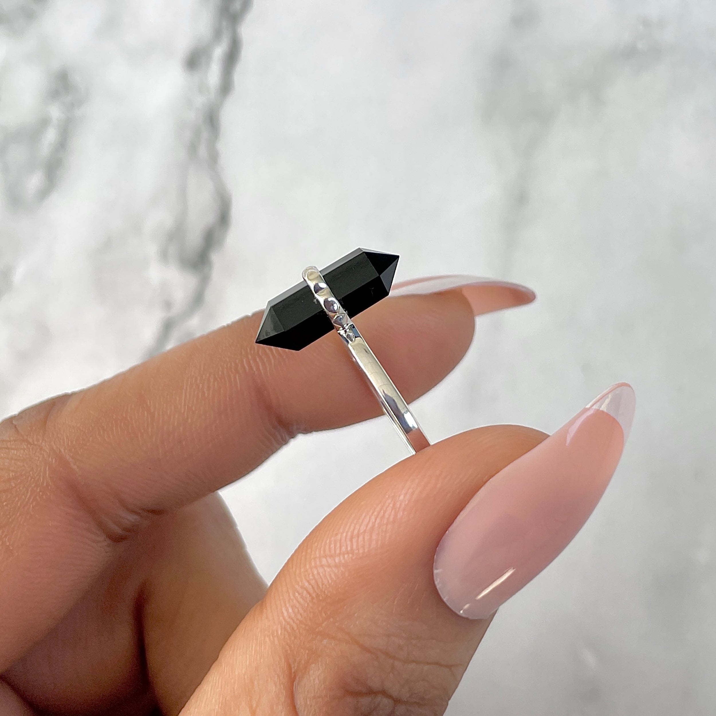 Black Tourmaline Ring-(BLS-SR-1748.)
