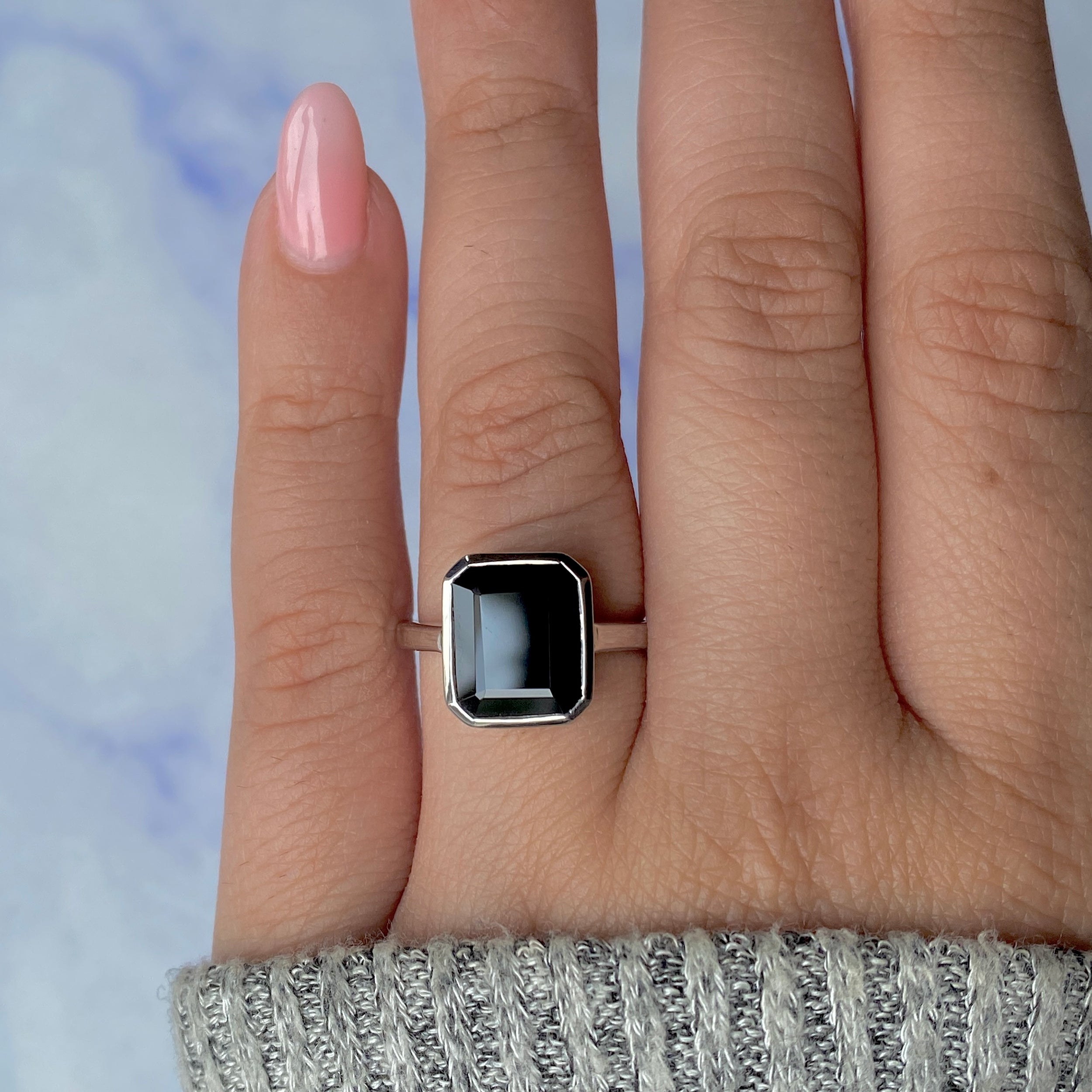 Black Tourmaline Ring-(BLS-SR-1752.)