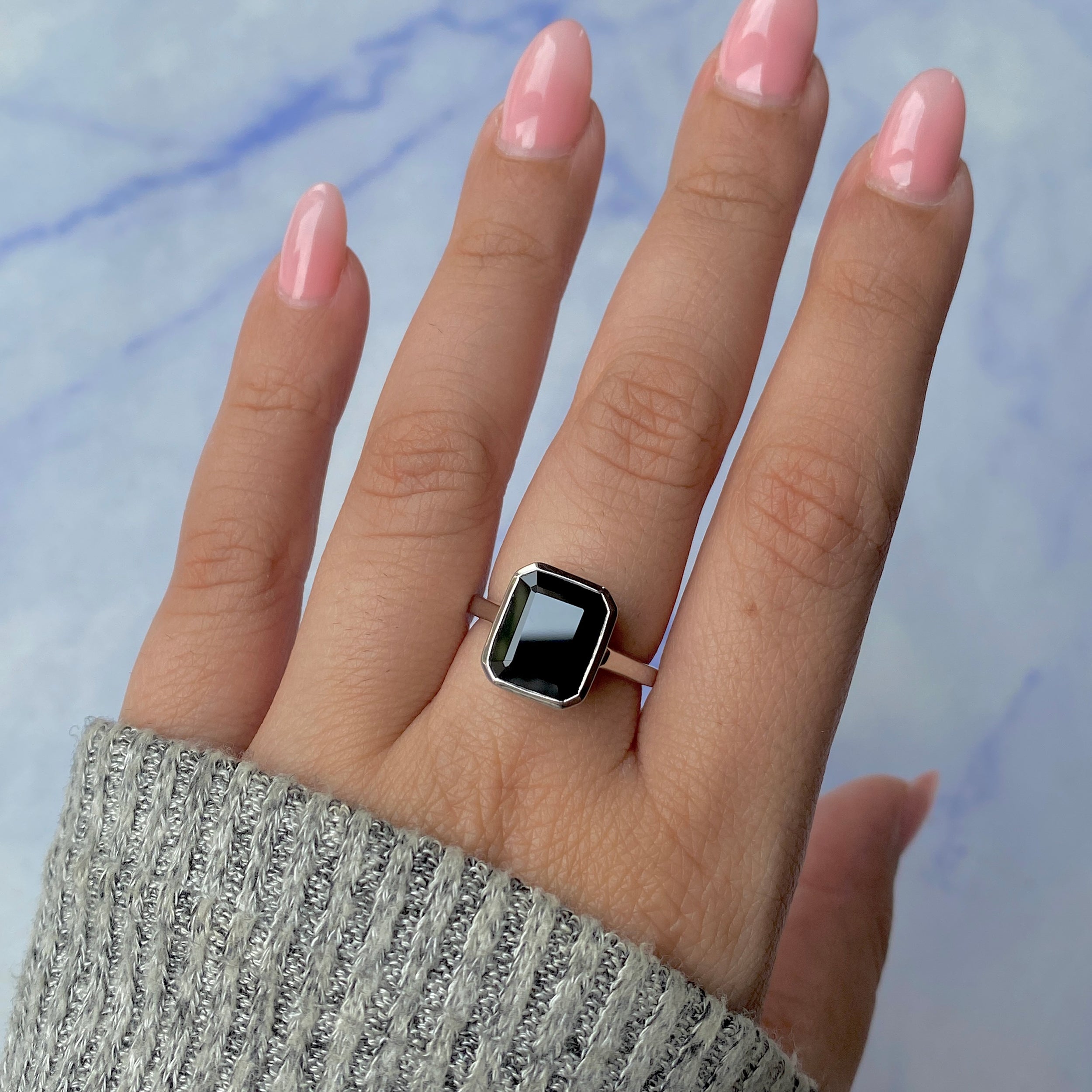 Black Tourmaline Ring-(BLS-SR-1752.)