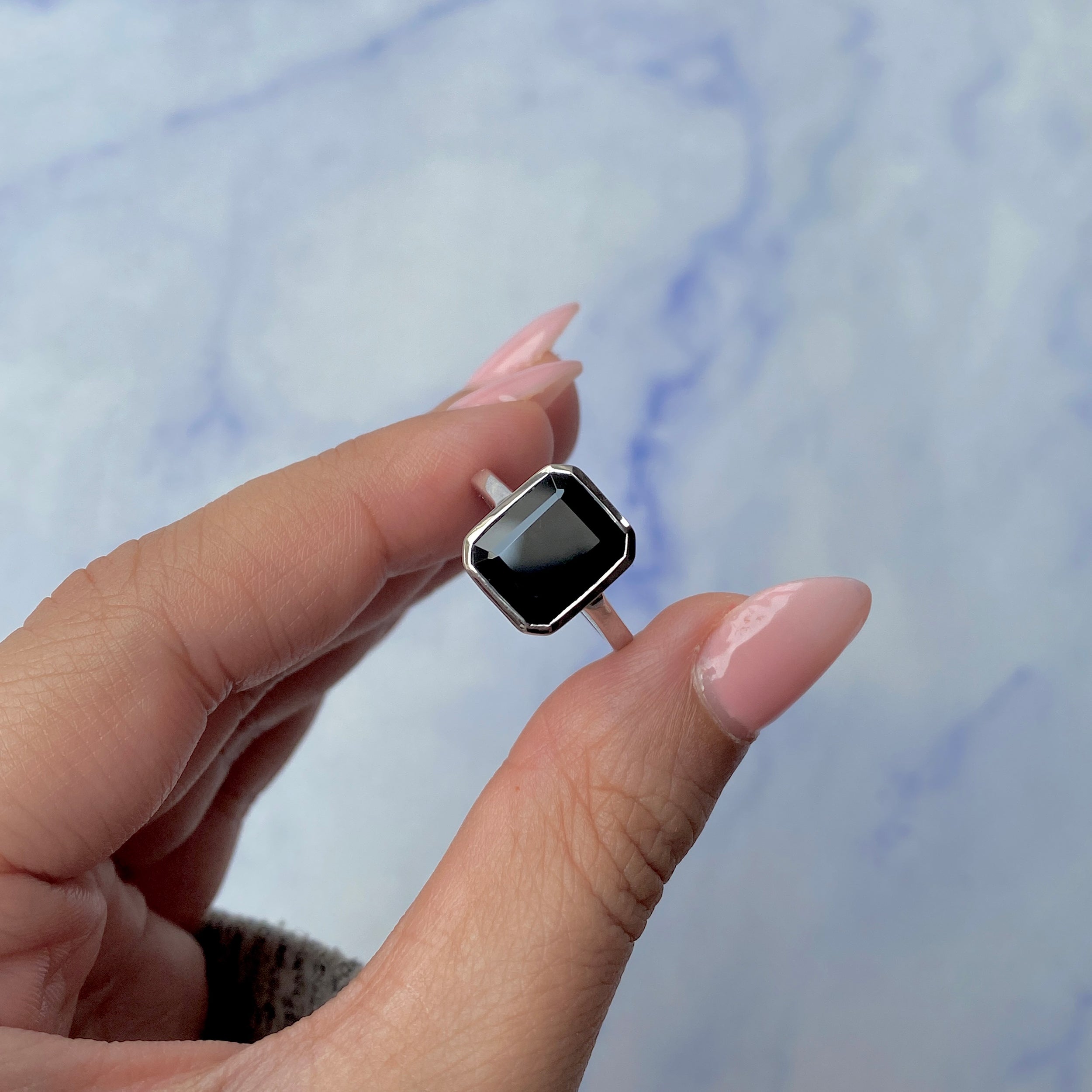 Black Tourmaline Ring-(BLS-SR-1752.)