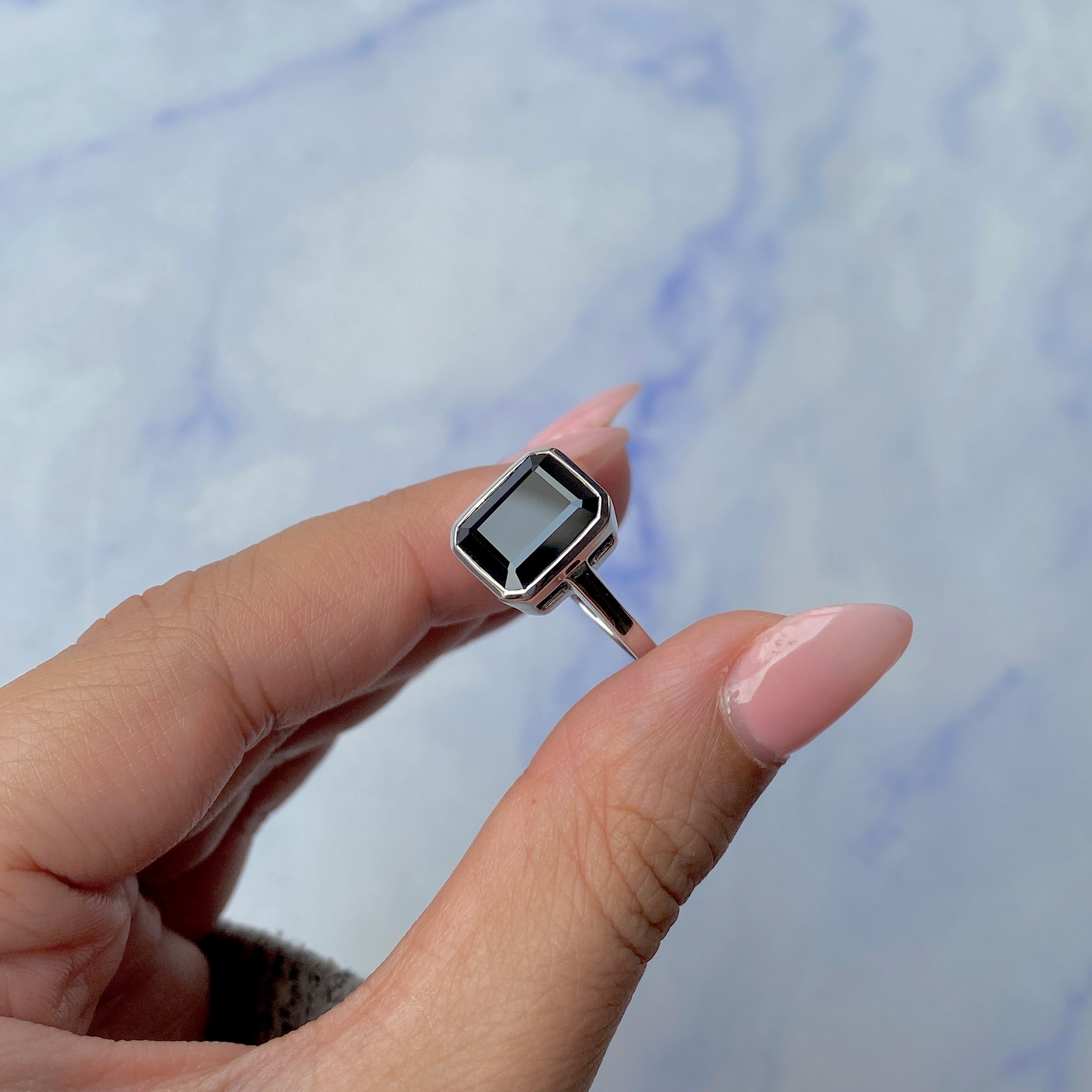 Black Tourmaline Ring-(BLS-SR-1752.)