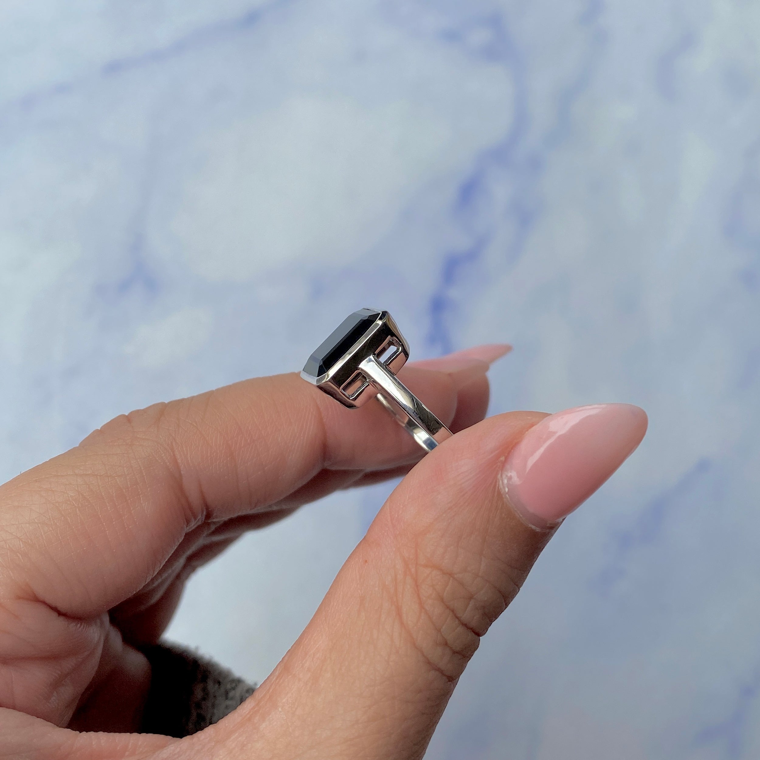 Black Tourmaline Ring-(BLS-SR-1752.)