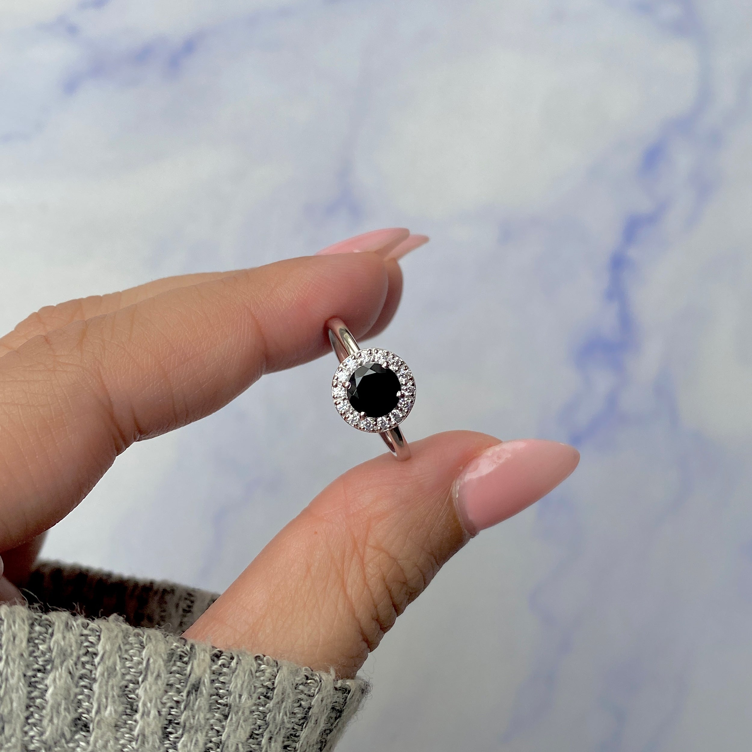 Black Tourmaline Ring-(BLS-SR-1768.)