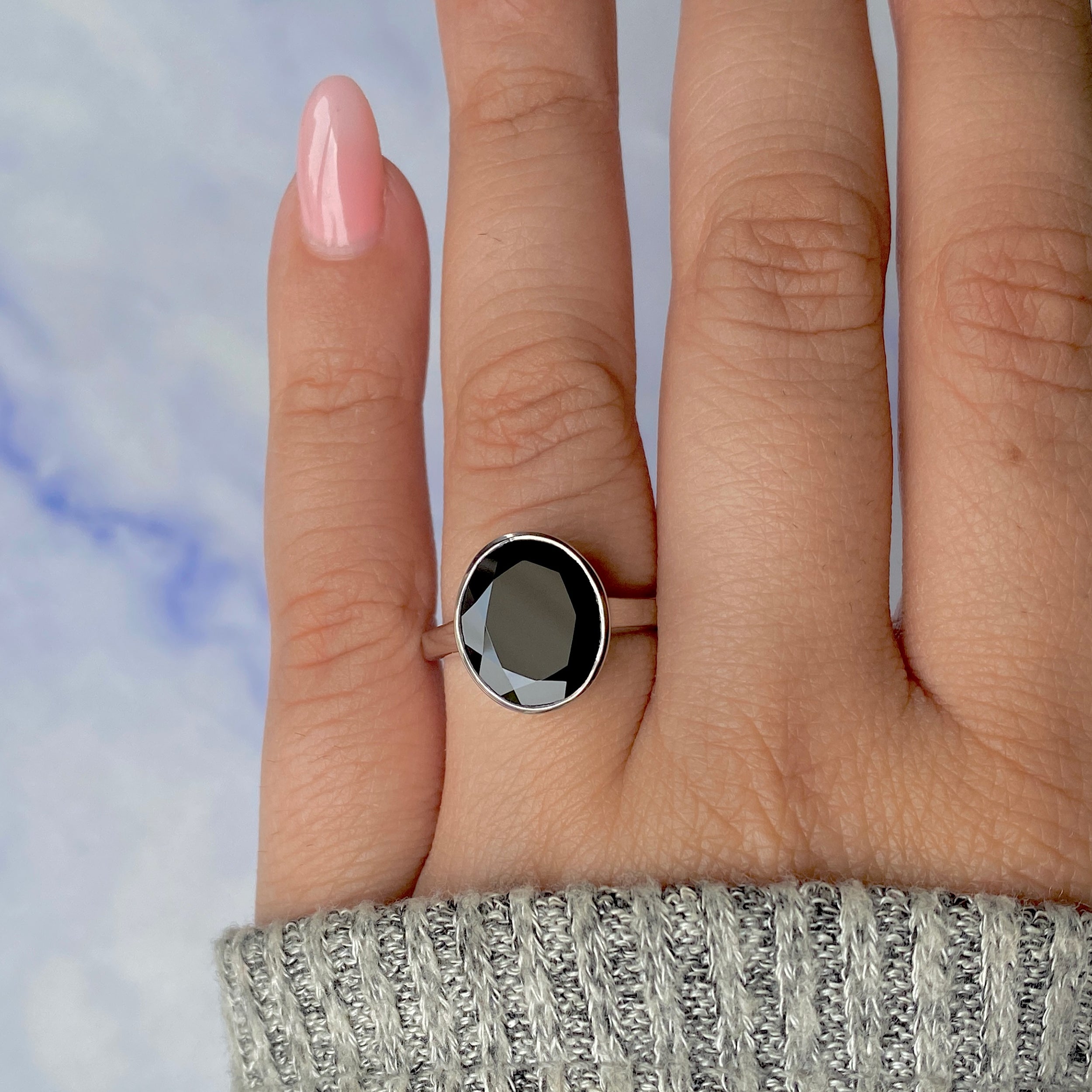 Black Tourmaline Ring-(BLS-SR-1806.)