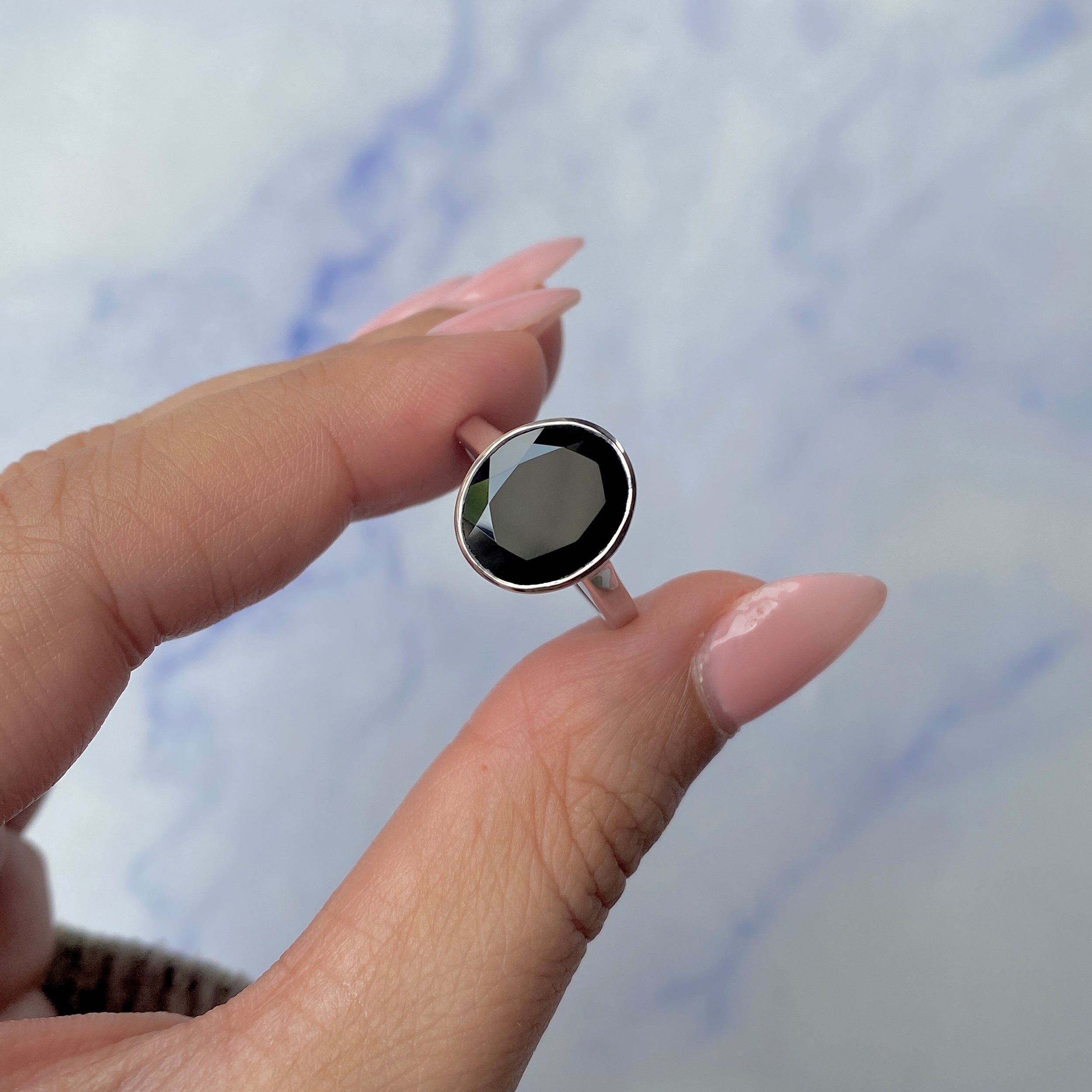 Black Tourmaline Ring-(BLS-SR-1806.)