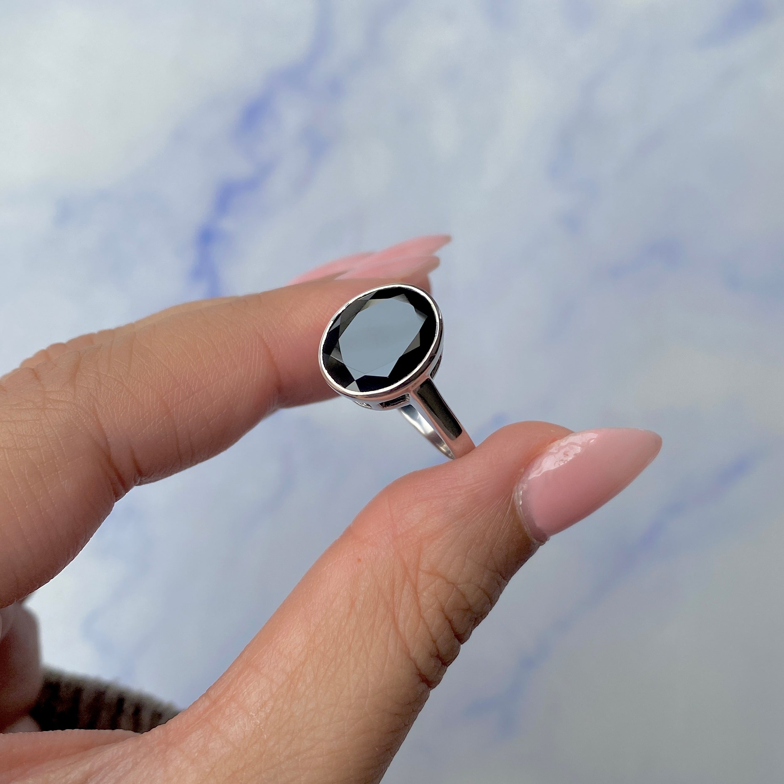 Black Tourmaline Ring-(BLS-SR-1806.)