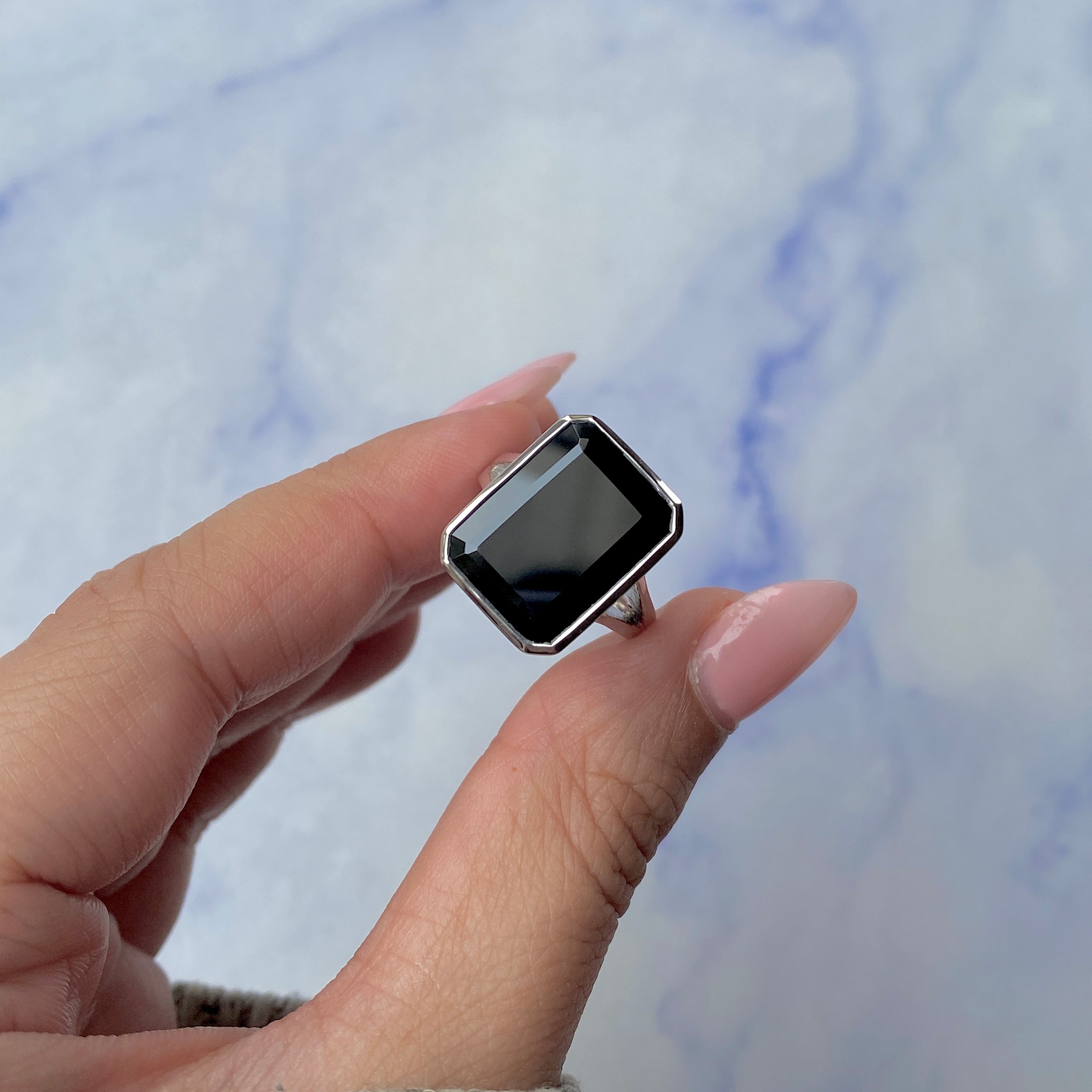 Black Tourmaline Ring-(BLS-SR-1847.)