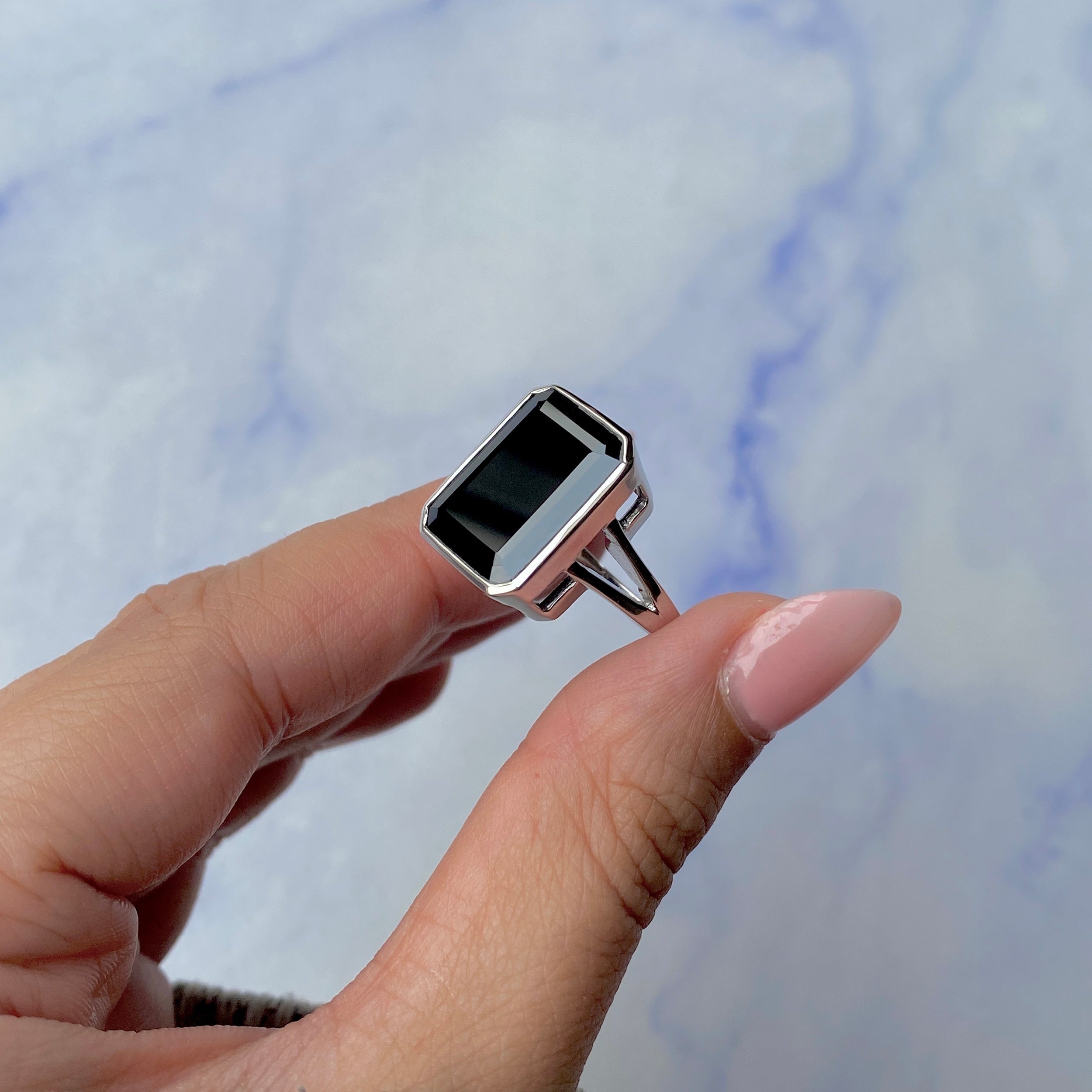 Black Tourmaline Ring-(BLS-SR-1847.)