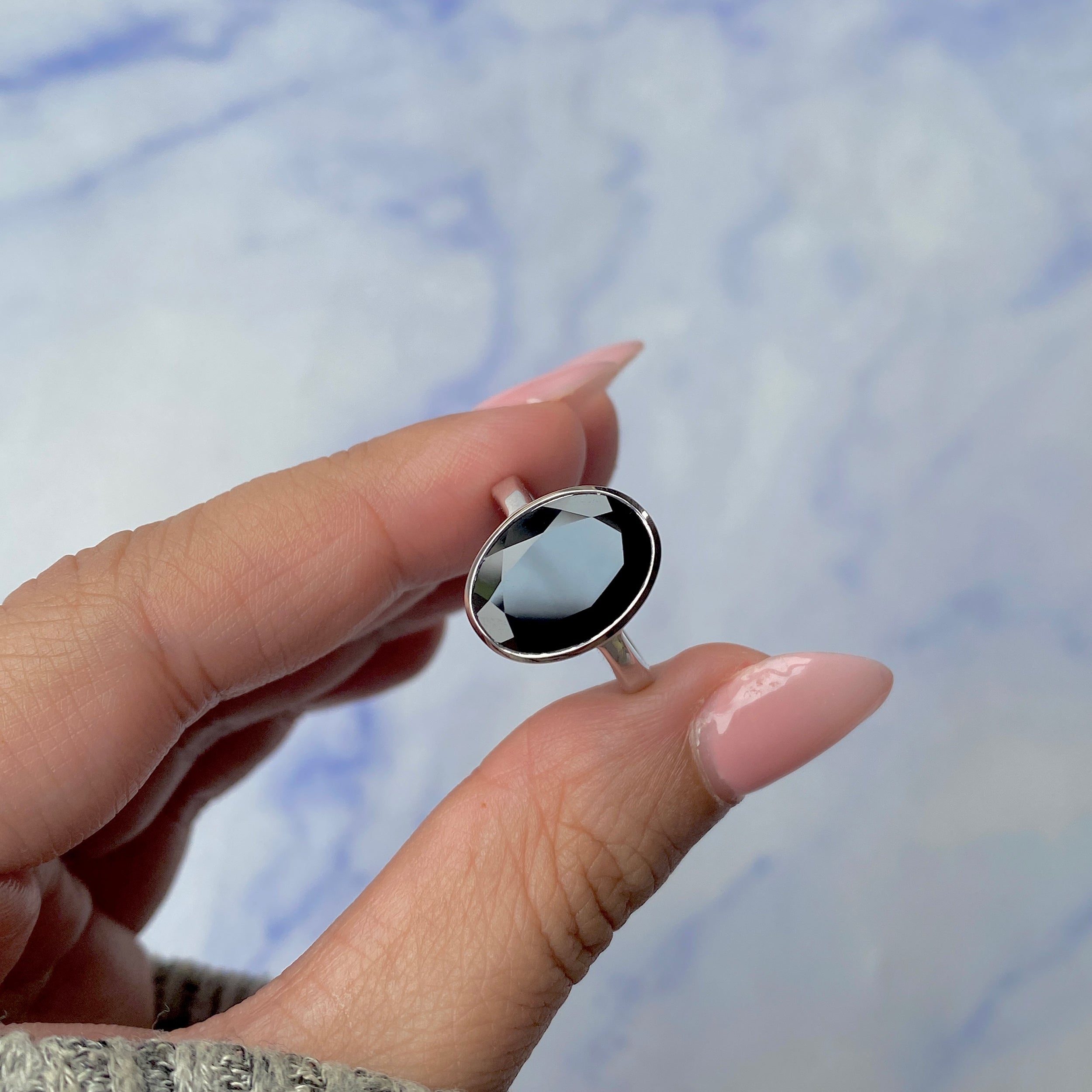 Black Tourmaline Ring-(BLS-SR-1892.)