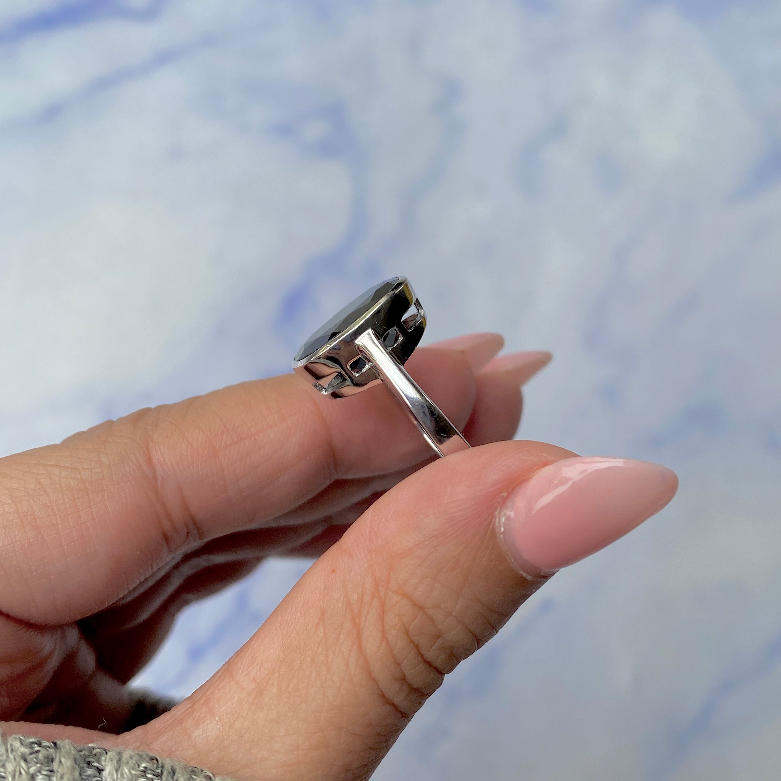 Black Tourmaline Ring-(BLS-SR-1892.)