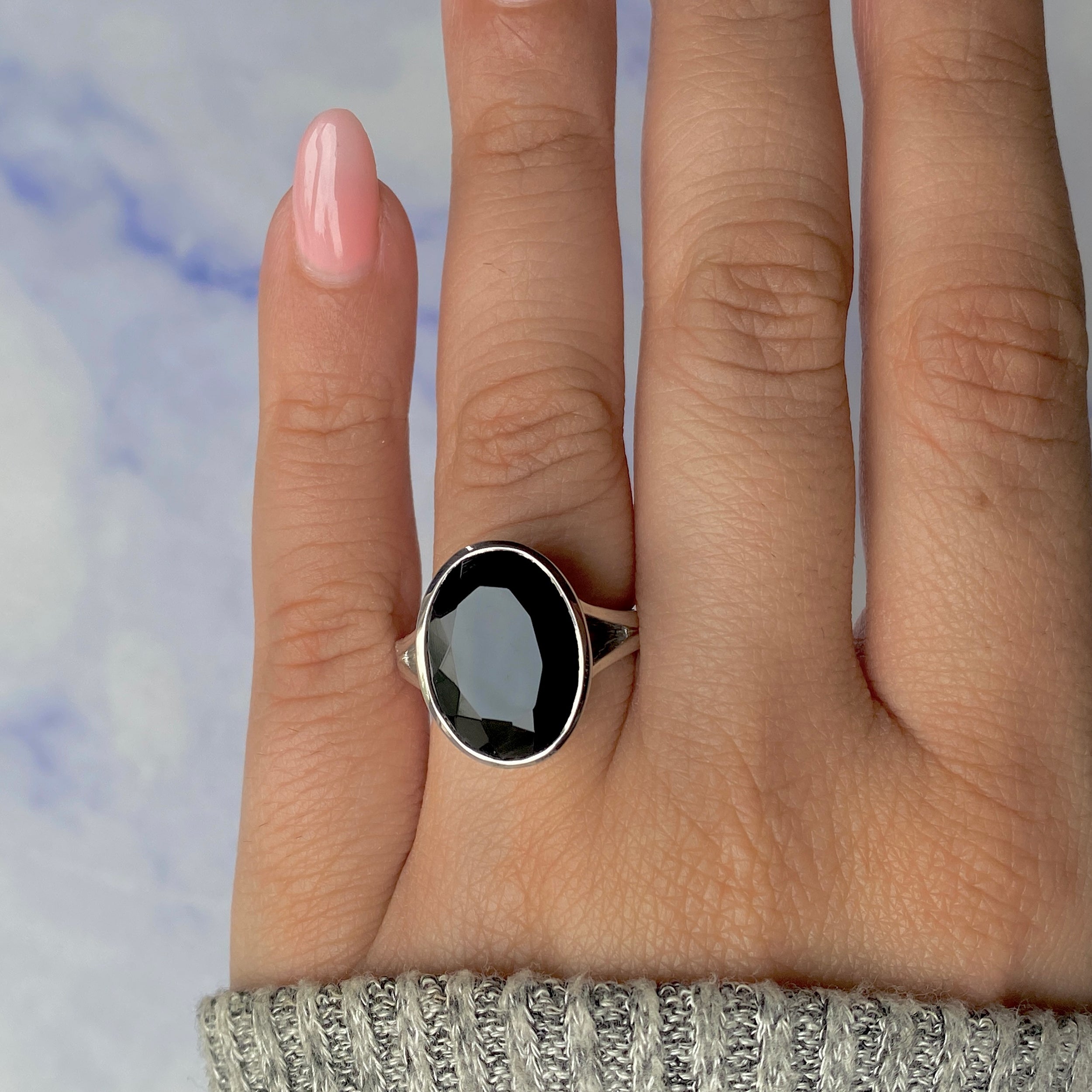 Black Tourmaline Ring-(BLS-SR-1897.)