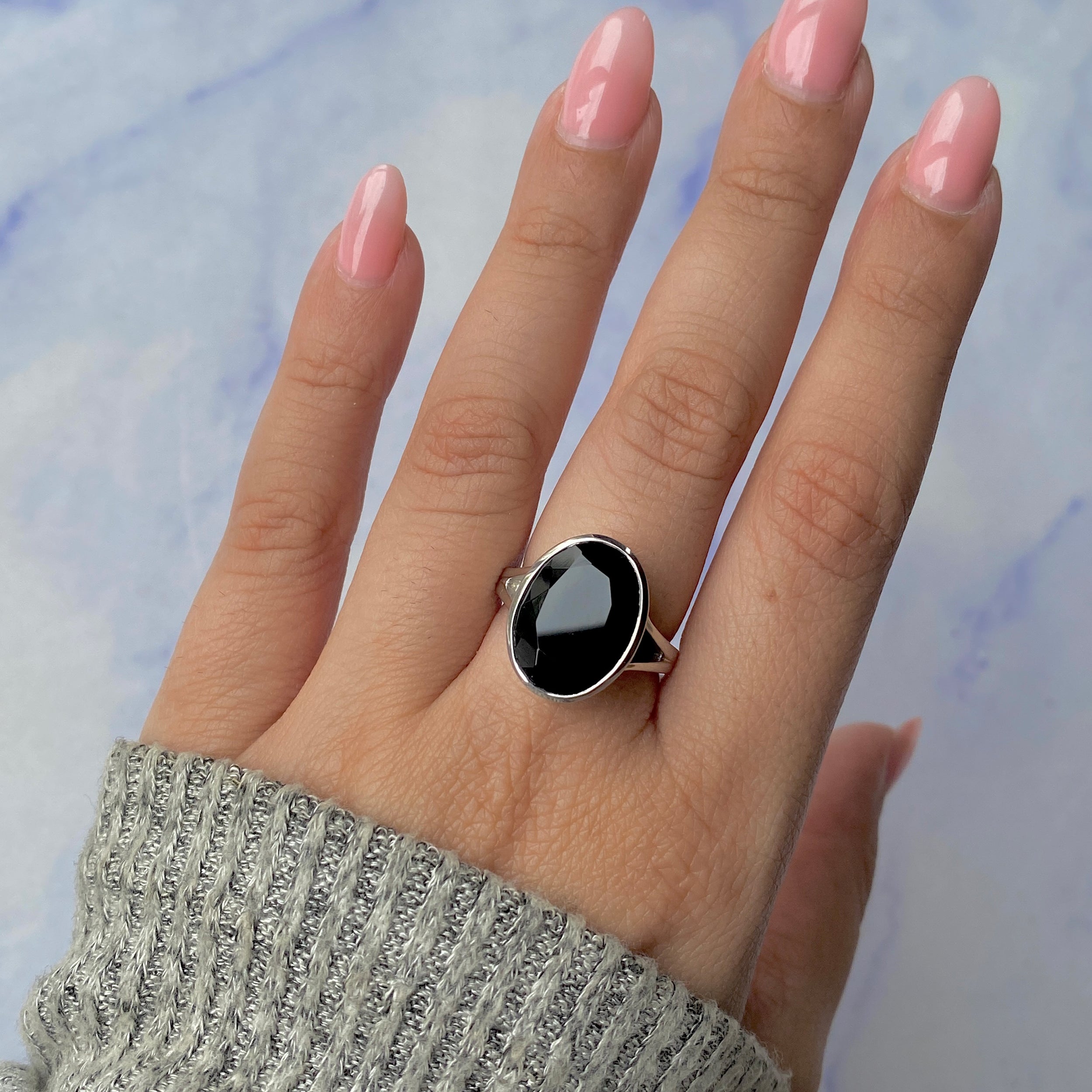 Black Tourmaline Ring-(BLS-SR-1897.)