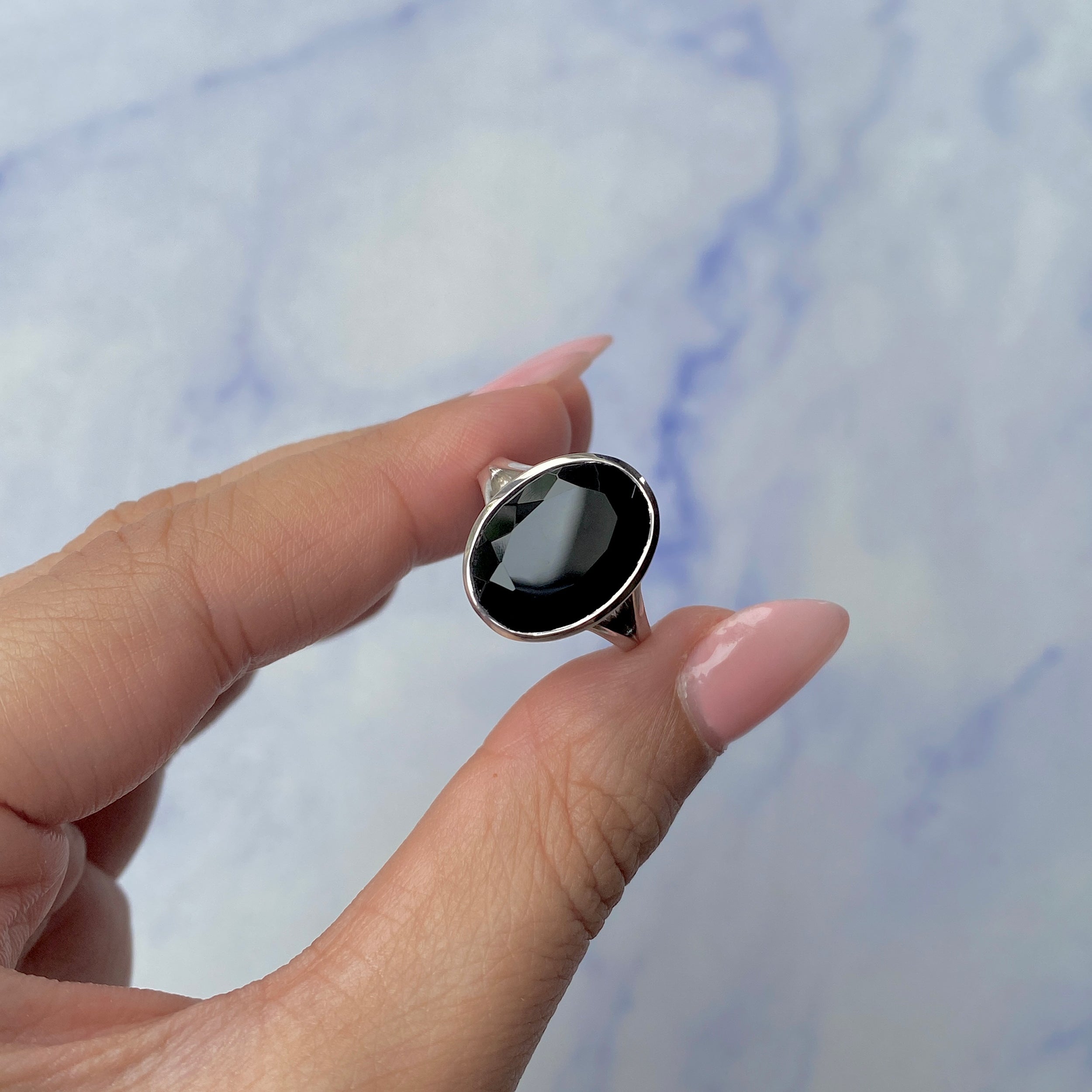 Black Tourmaline Ring-(BLS-SR-1897.)
