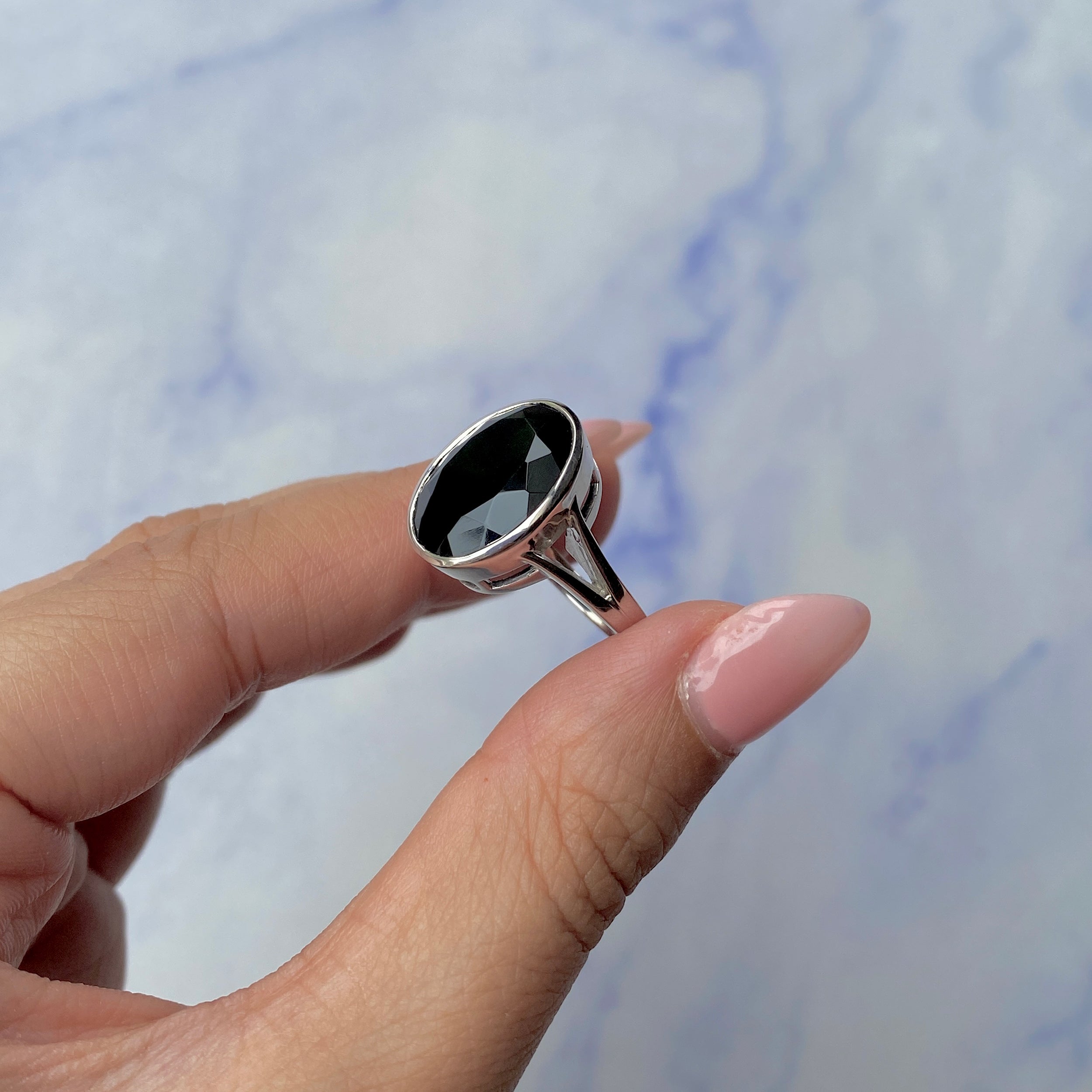 Black Tourmaline Ring-(BLS-SR-1897.)