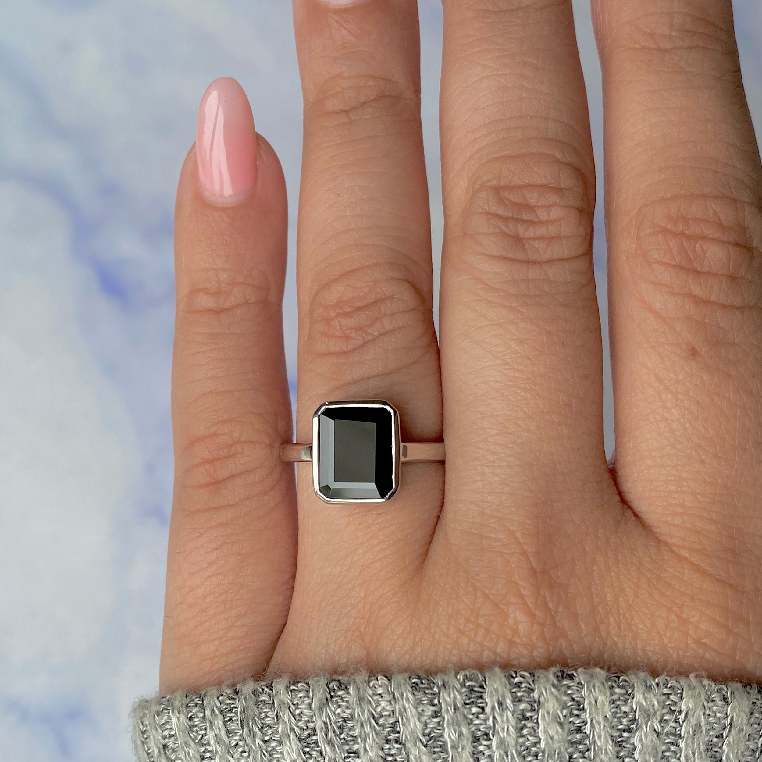 Black Tourmaline Ring-(BLS-SR-1926.)