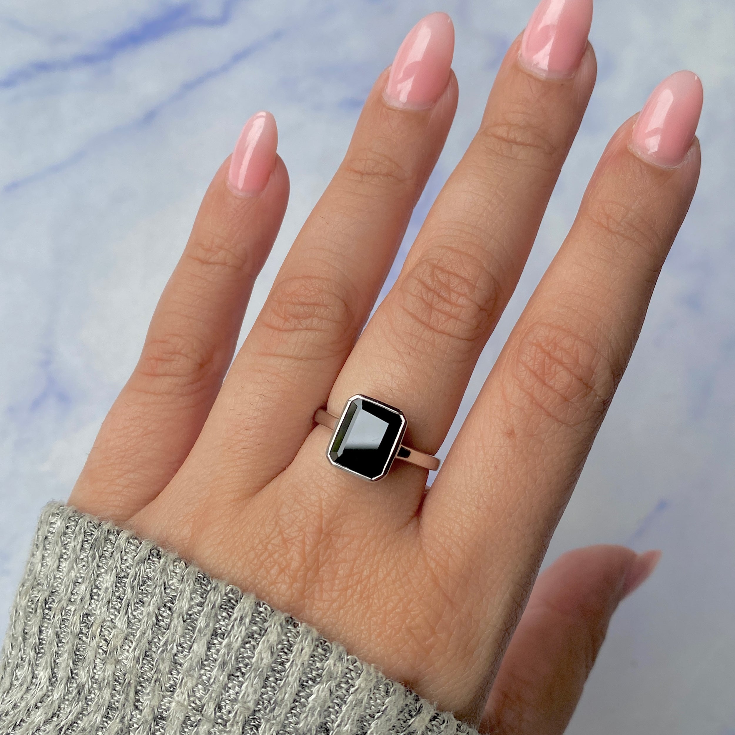Black Tourmaline Ring-(BLS-SR-1926.)