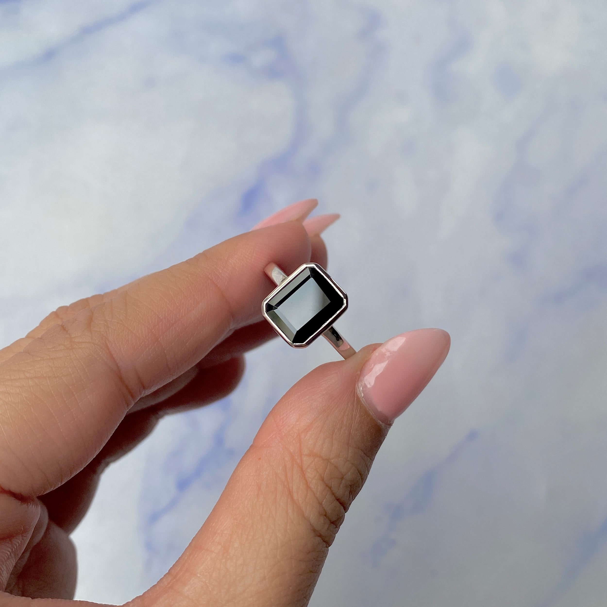 Black Tourmaline Ring-(BLS-SR-1926.)