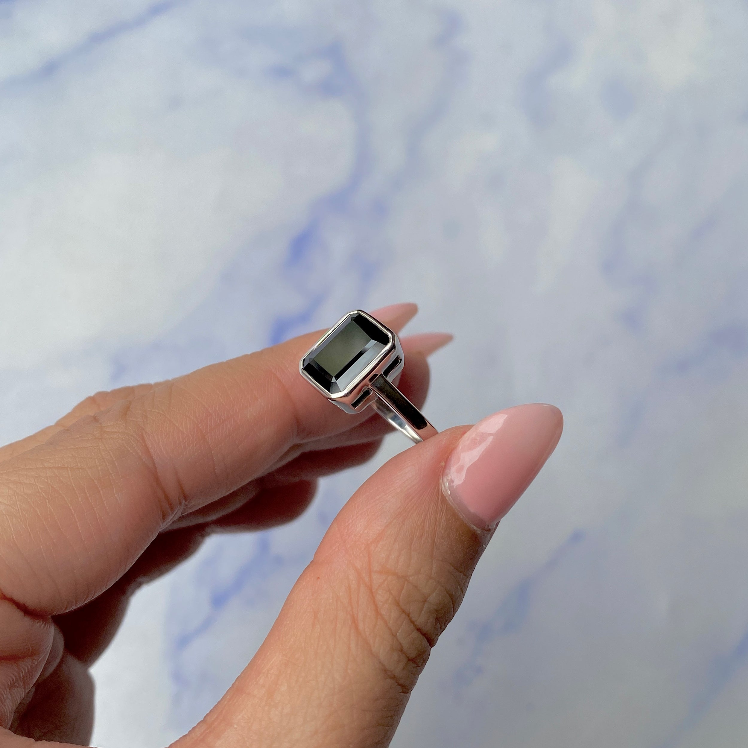 Black Tourmaline Ring-(BLS-SR-1926.)